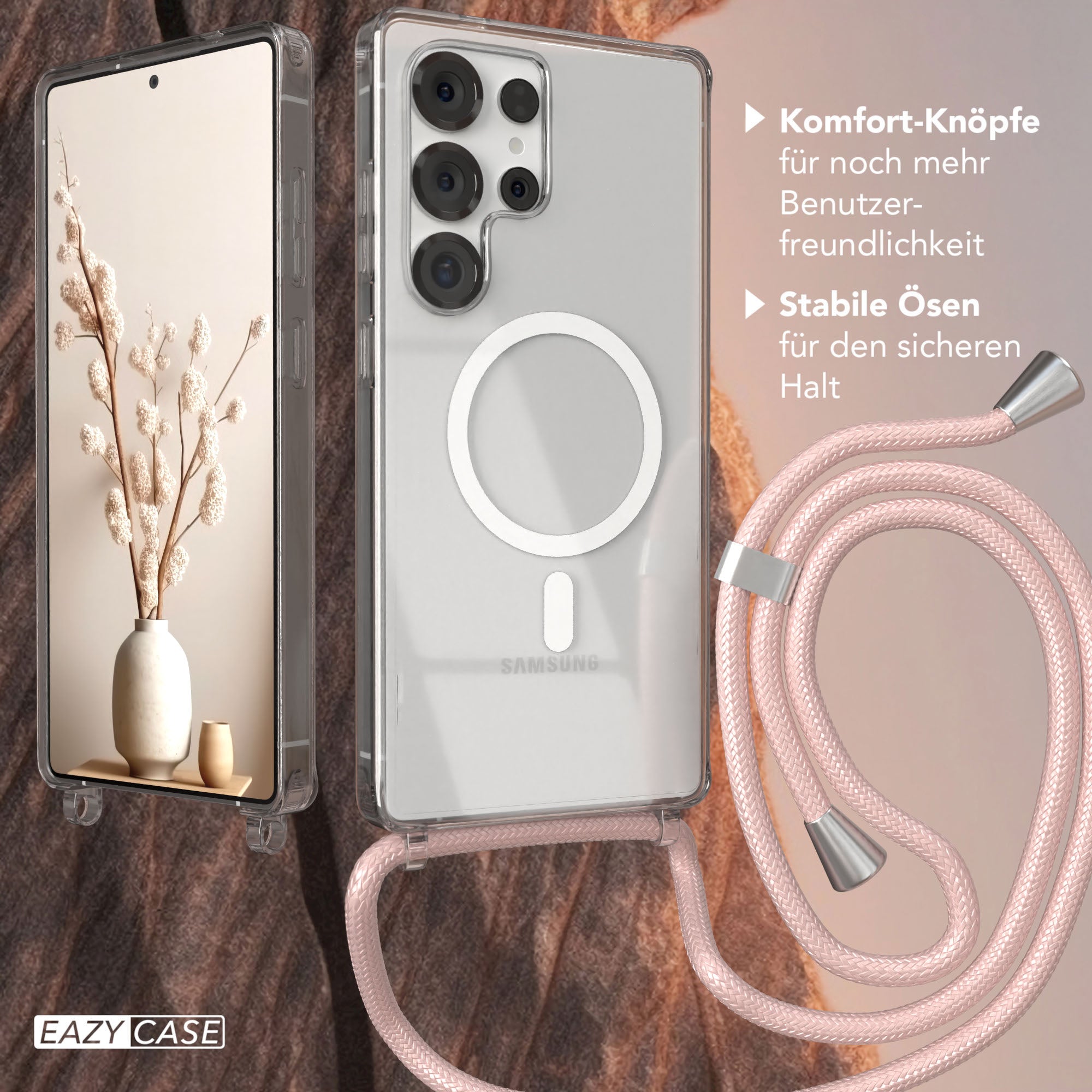 Galaxy S25 Ultra transparente Hülle + Kordel mit MagSafe