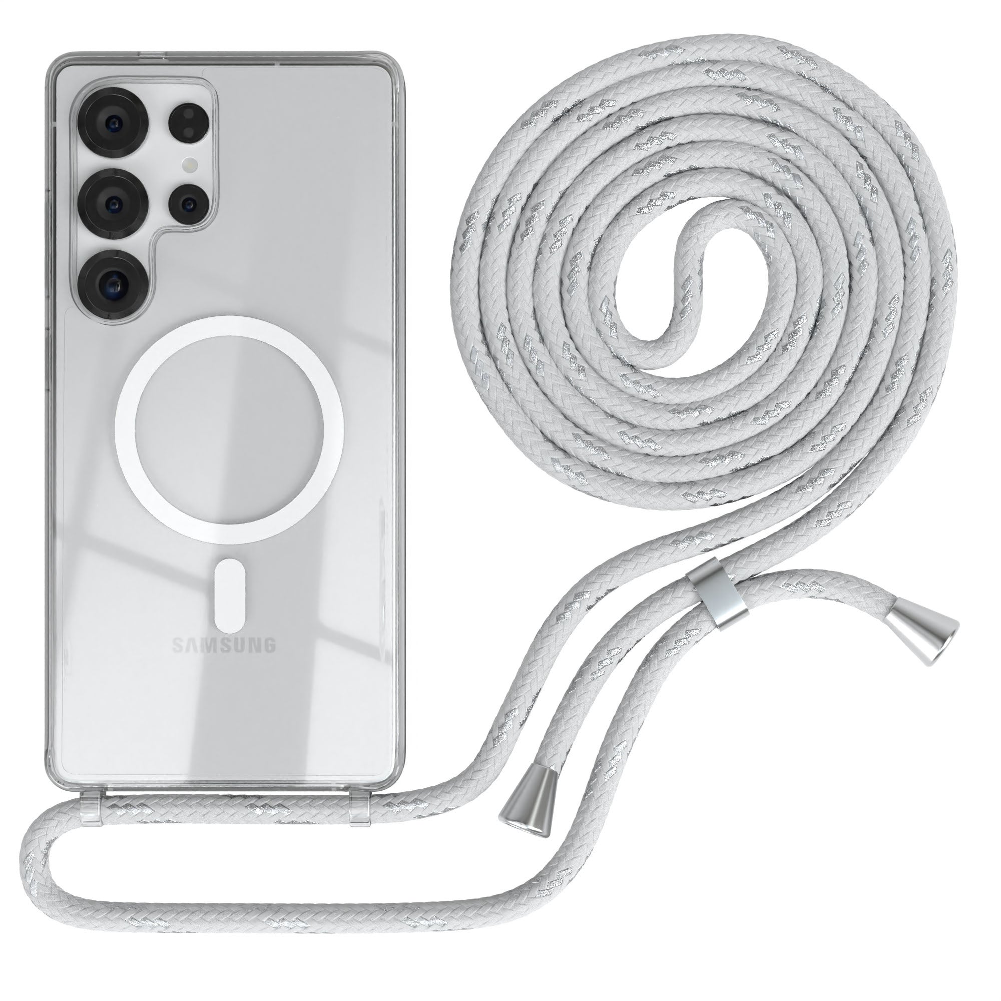 Galaxy S25 Ultra transparente Hülle + Kordel mit MagSafe