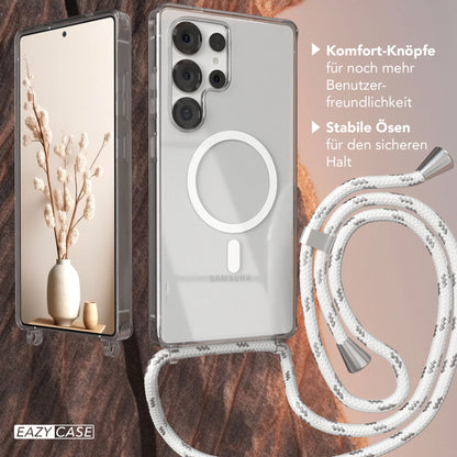 Galaxy S25 Ultra transparente Hülle + Kordel mit MagSafe