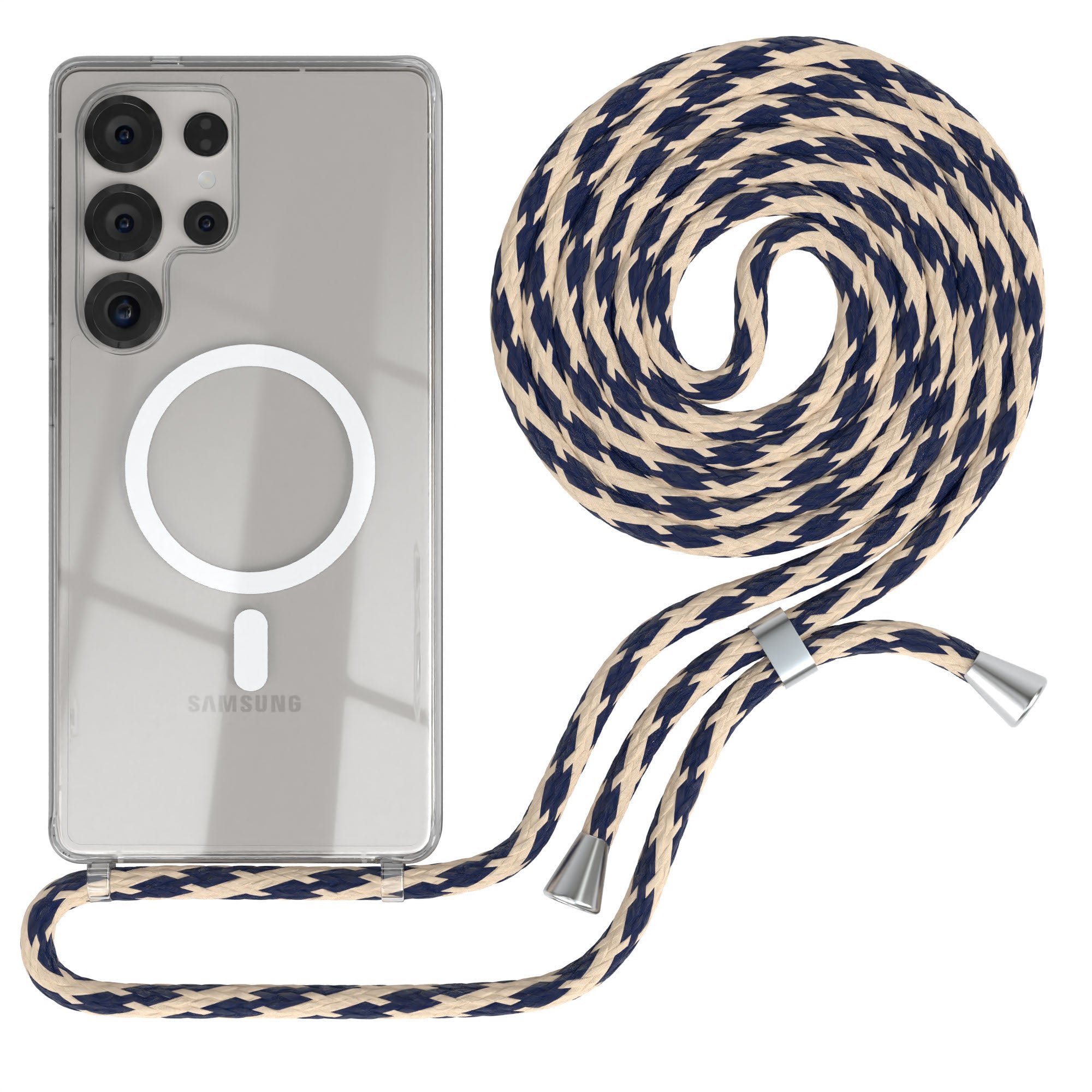 Galaxy S25 Ultra transparente Hülle + Kordel mit MagSafe