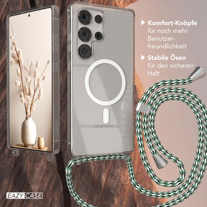 Galaxy S25 Ultra transparente Hülle + Kordel mit MagSafe