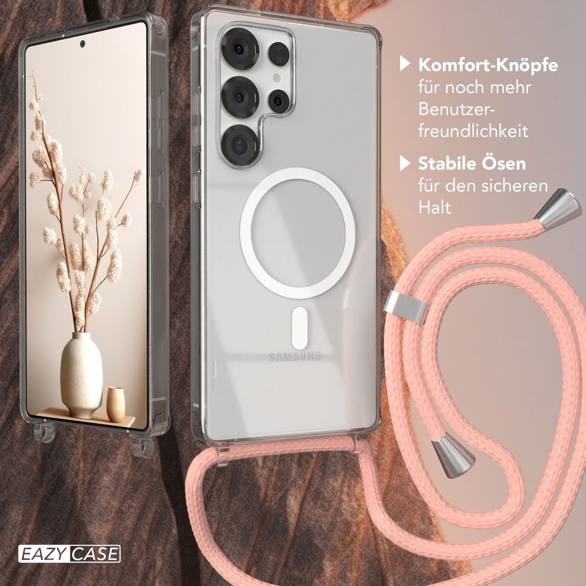 Galaxy S25 Ultra transparente Hülle + Kordel mit MagSafe