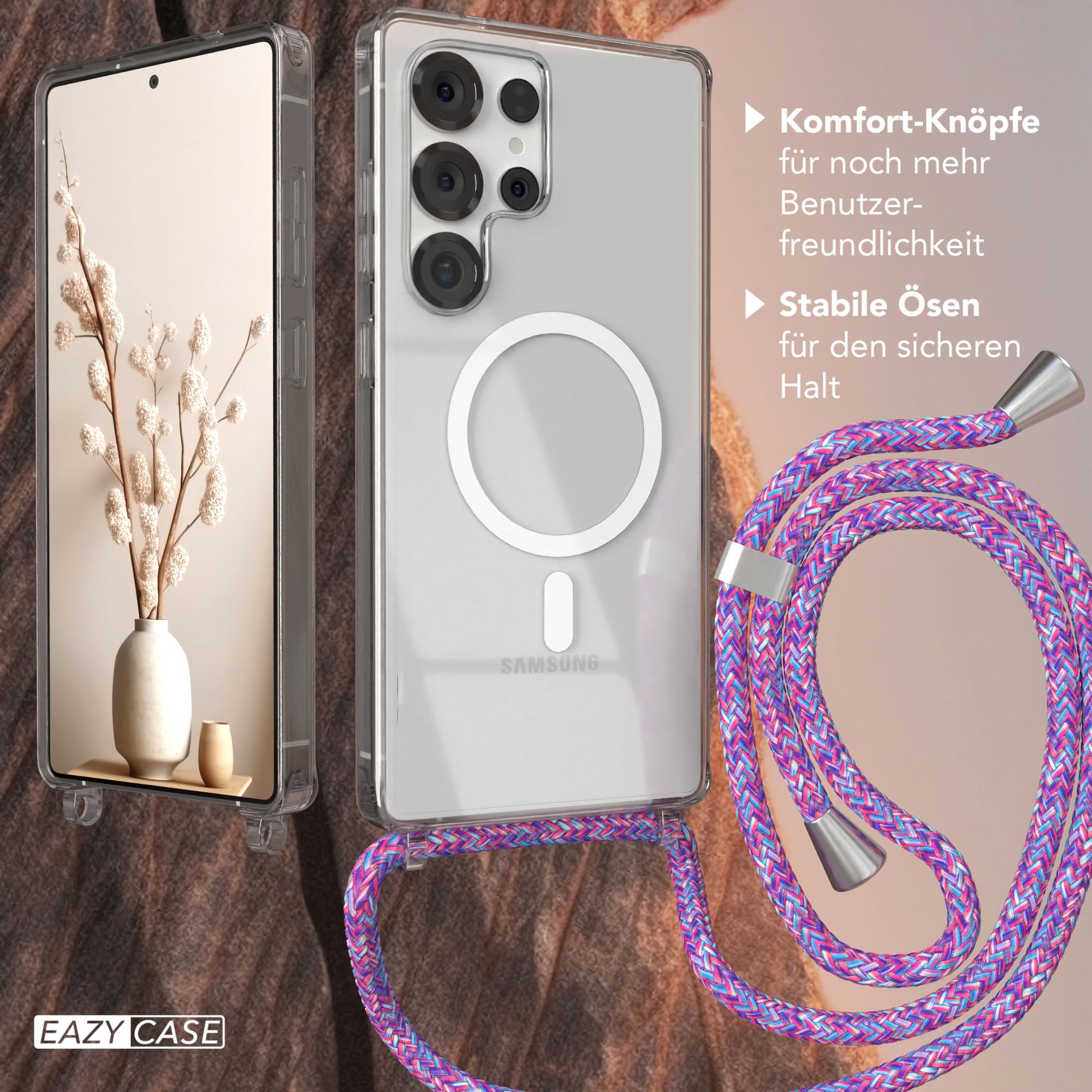 Galaxy S25 Ultra transparente Hülle + Kordel mit MagSafe