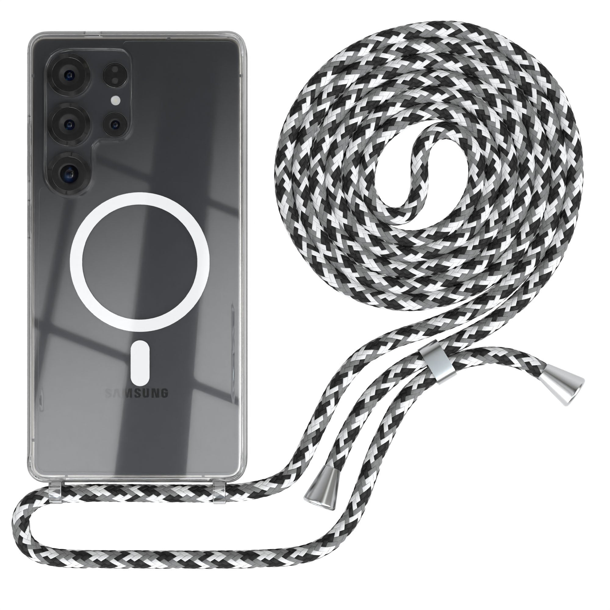 Galaxy S25 Ultra transparente Hülle + Kordel mit MagSafe
