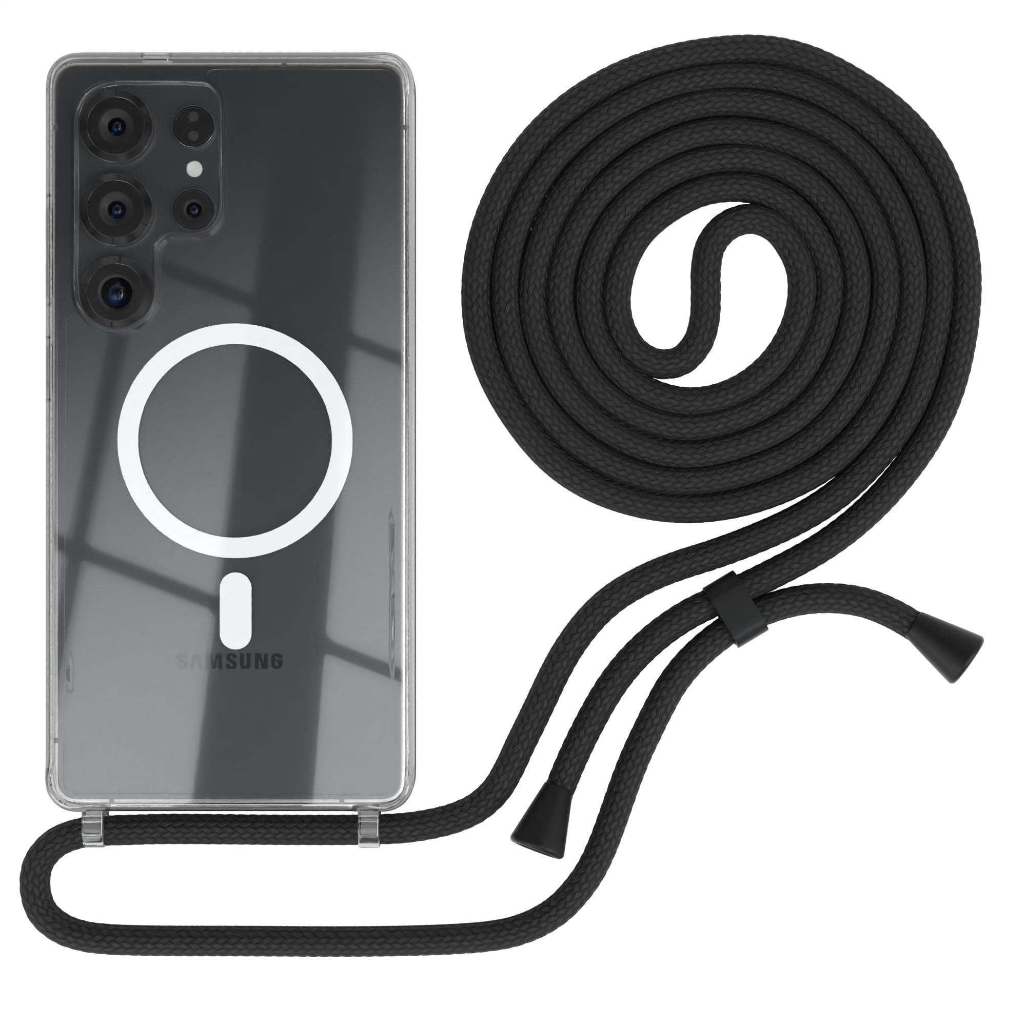 Galaxy S25 Ultra transparente Hülle + Kordel mit MagSafe