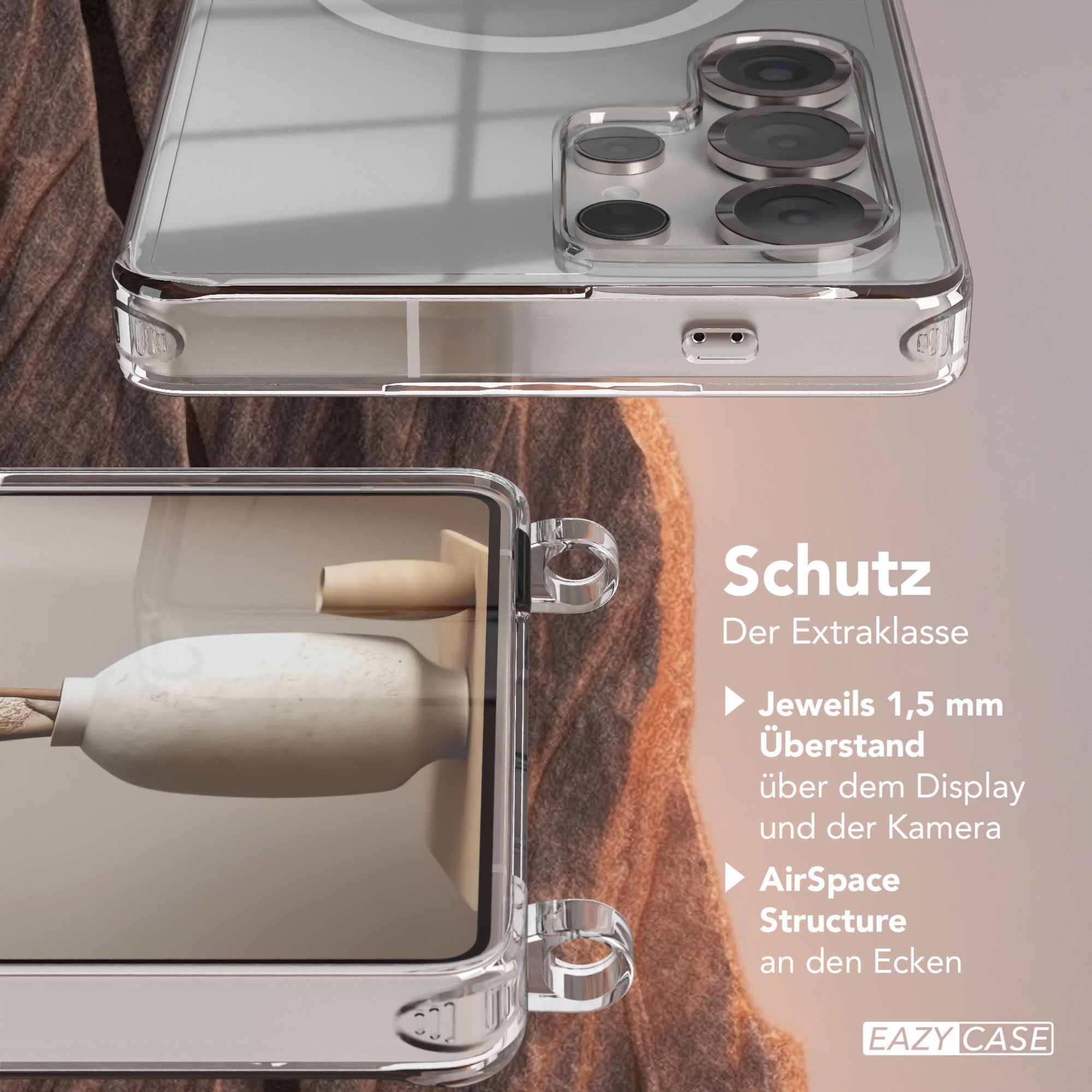 Galaxy S25 Ultra transparente Hülle + Kordel mit MagSafe