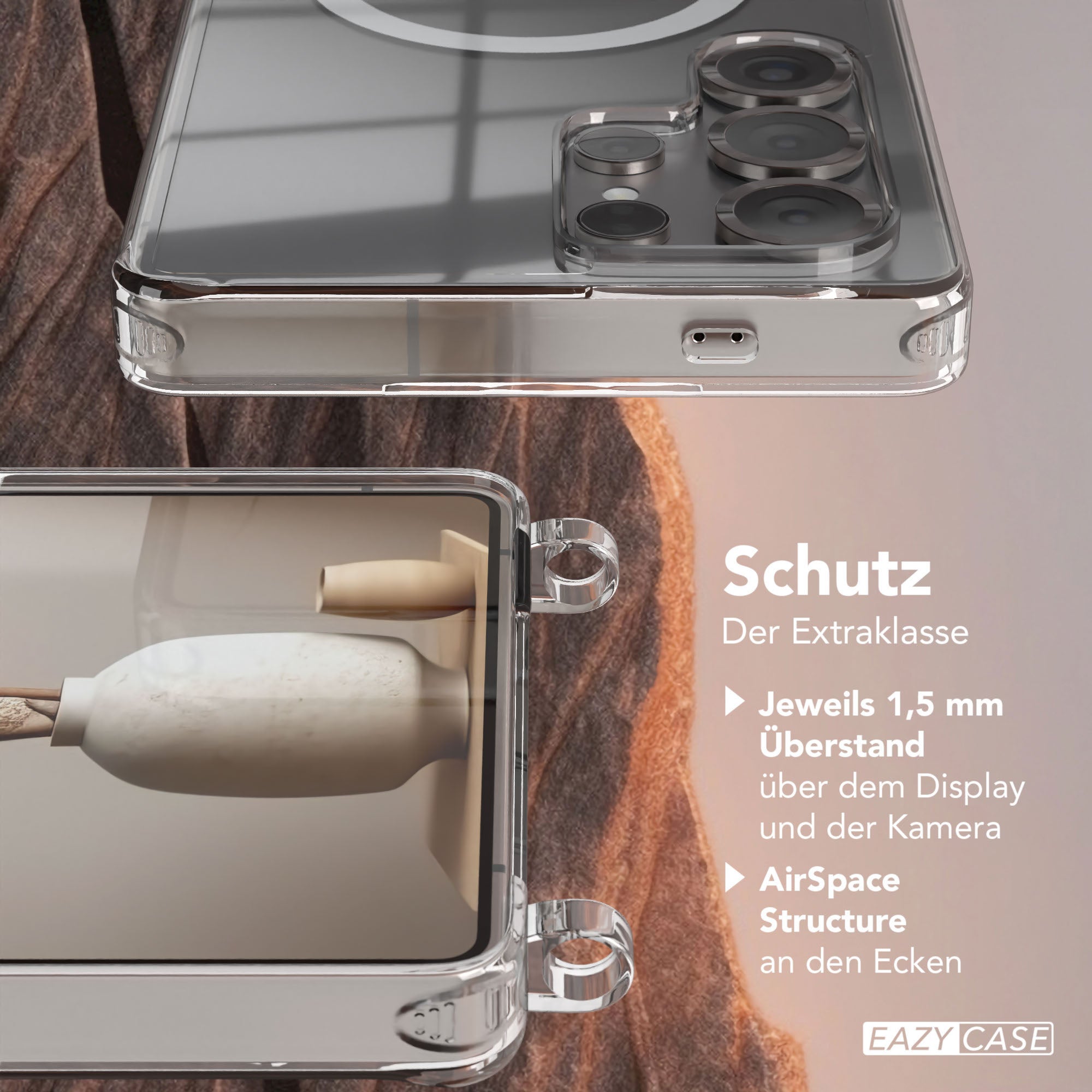 Galaxy S25 Ultra transparente Hülle + Kordel mit MagSafe