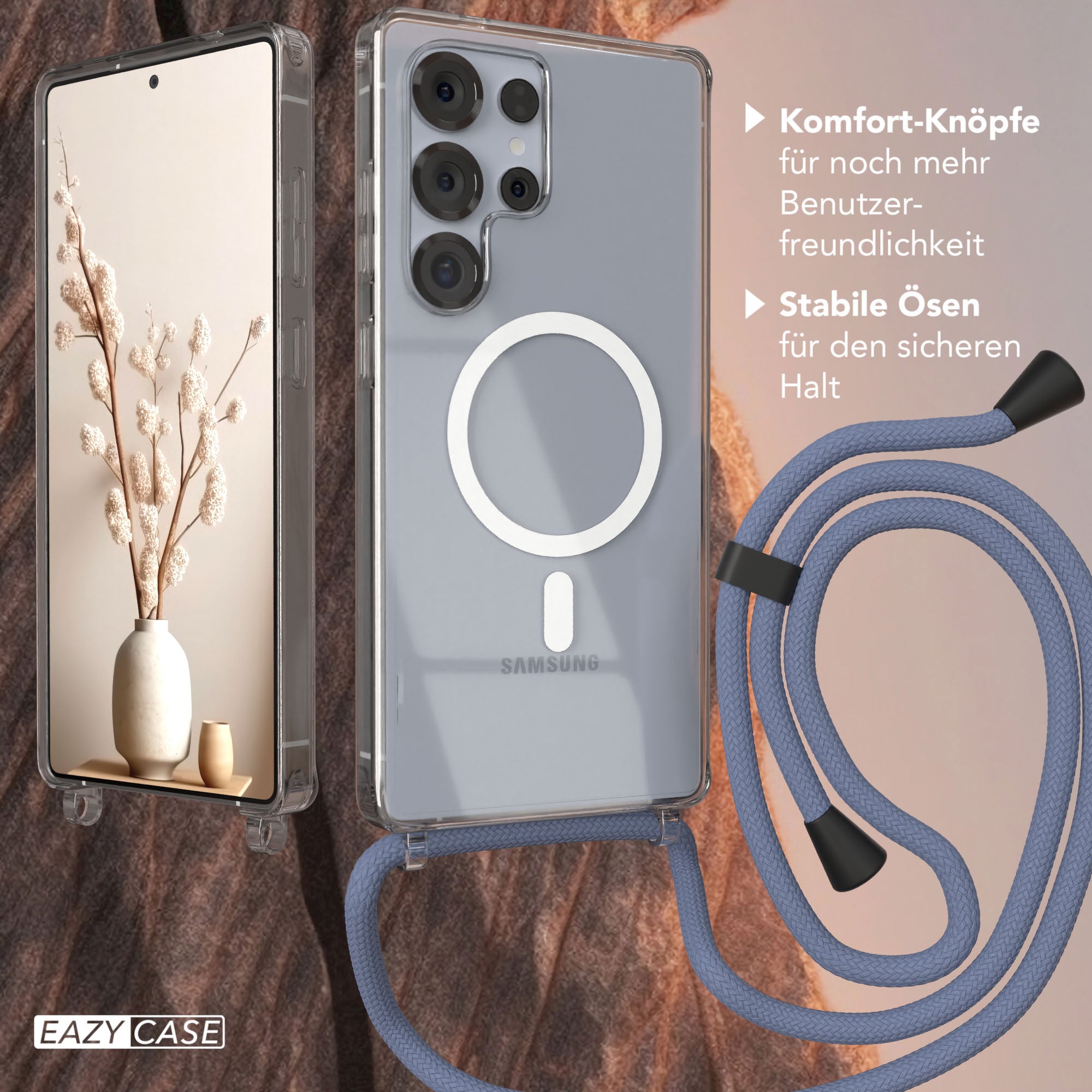 Galaxy S25 Ultra transparente Hülle + Kordel mit MagSafe