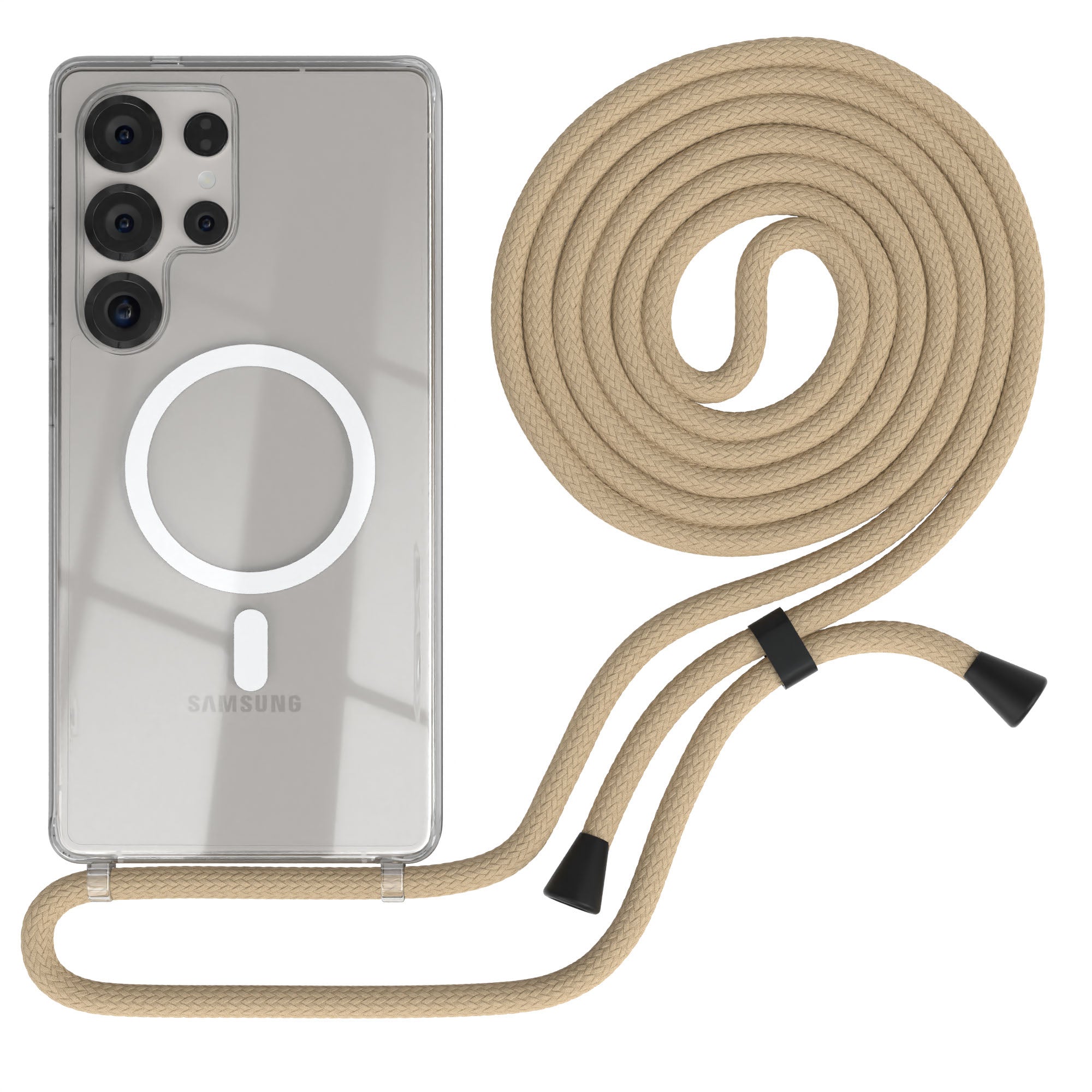 Galaxy S25 Ultra transparente Hülle + Kordel mit MagSafe