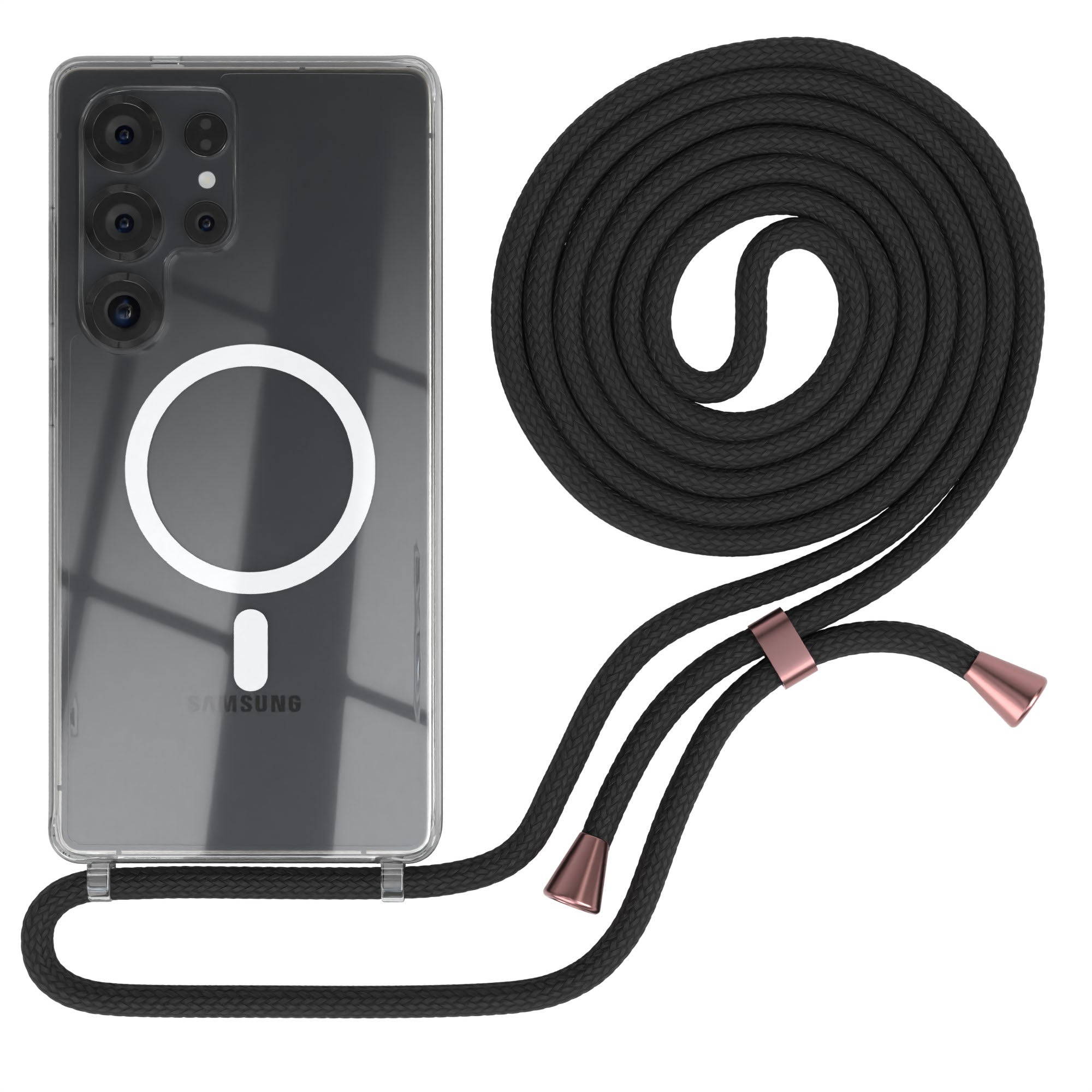 Galaxy S25 Ultra transparente Hülle + Kordel mit MagSafe