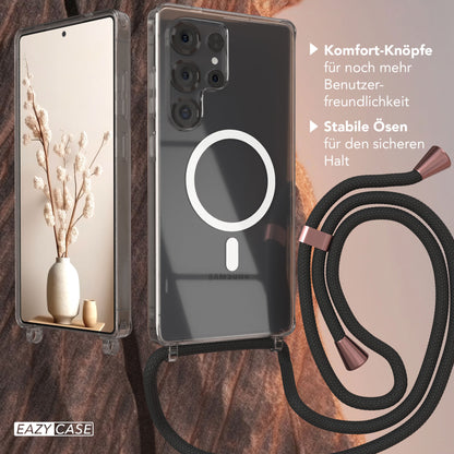Galaxy S25 Ultra transparente Hülle + Kordel mit MagSafe