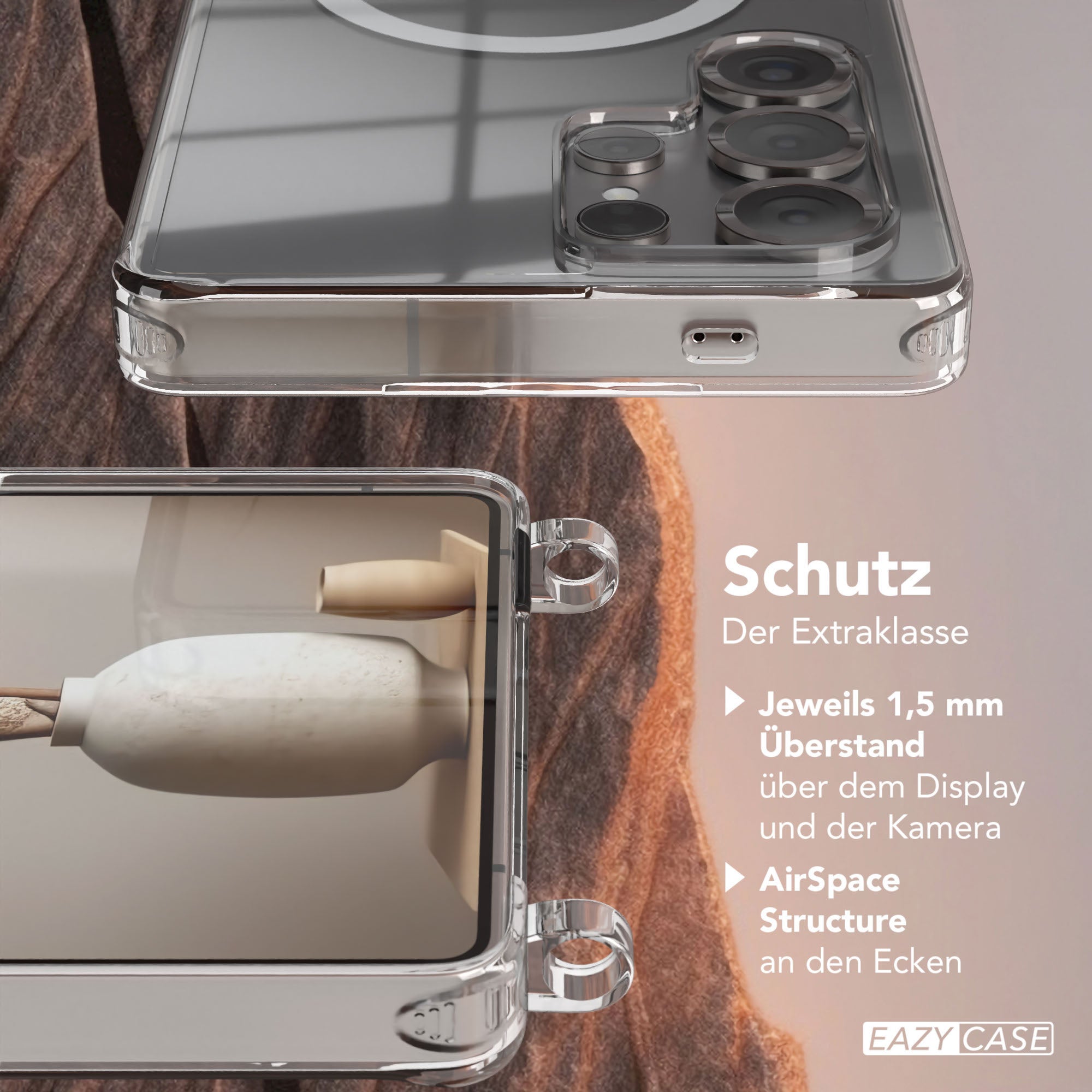 Galaxy S25 Ultra transparente Hülle + Kordel mit MagSafe
