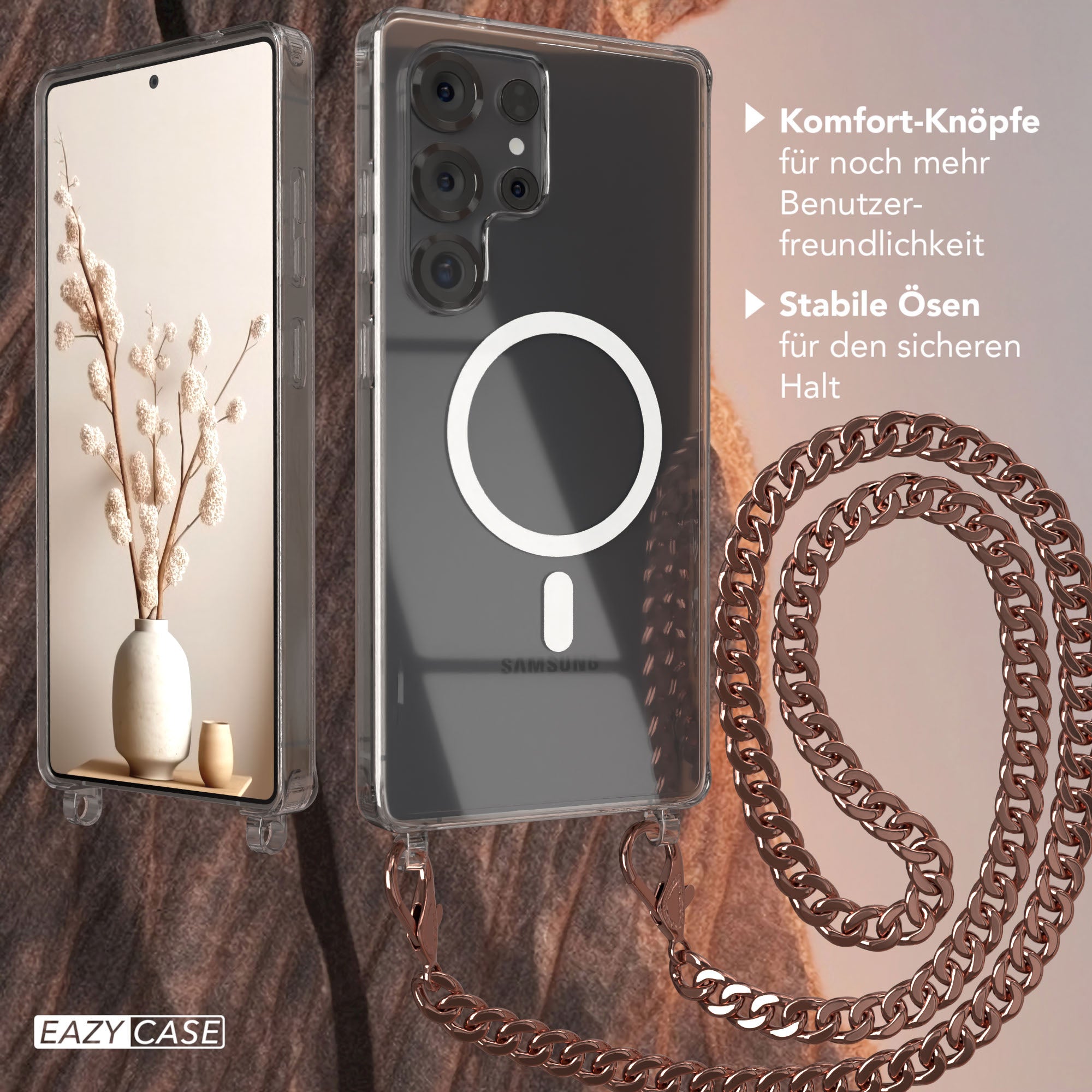 Galaxy S25 Ultra transparente Hülle + Kordel mit MagSafe