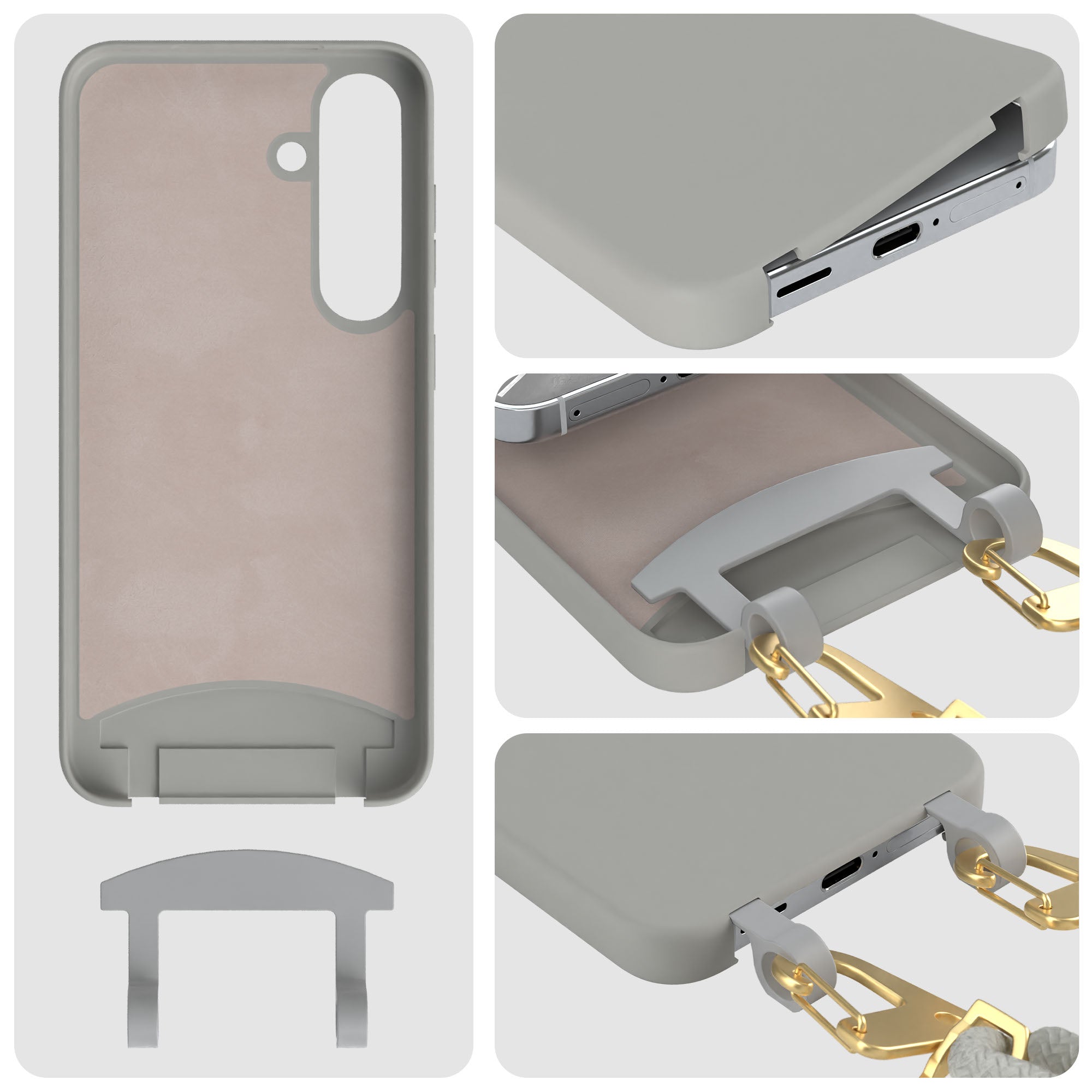 Galaxy S25 2in1 Hülle + Kordel mit Karabinern