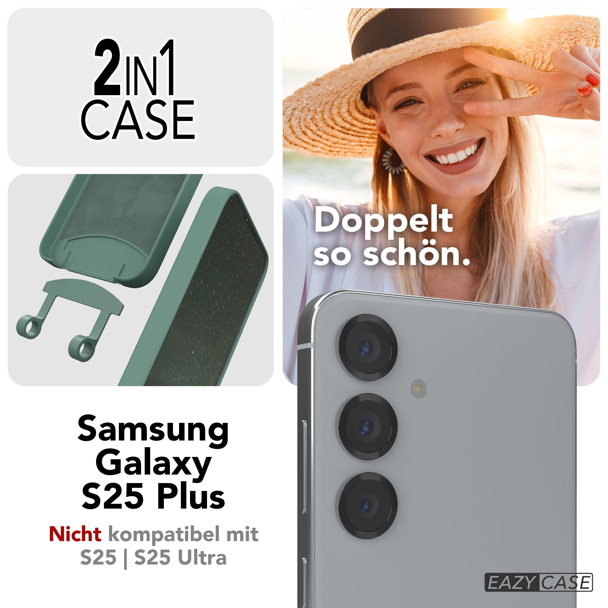 Galaxy S25 Plus 2in1 Hülle + Kordel mit Karabinern