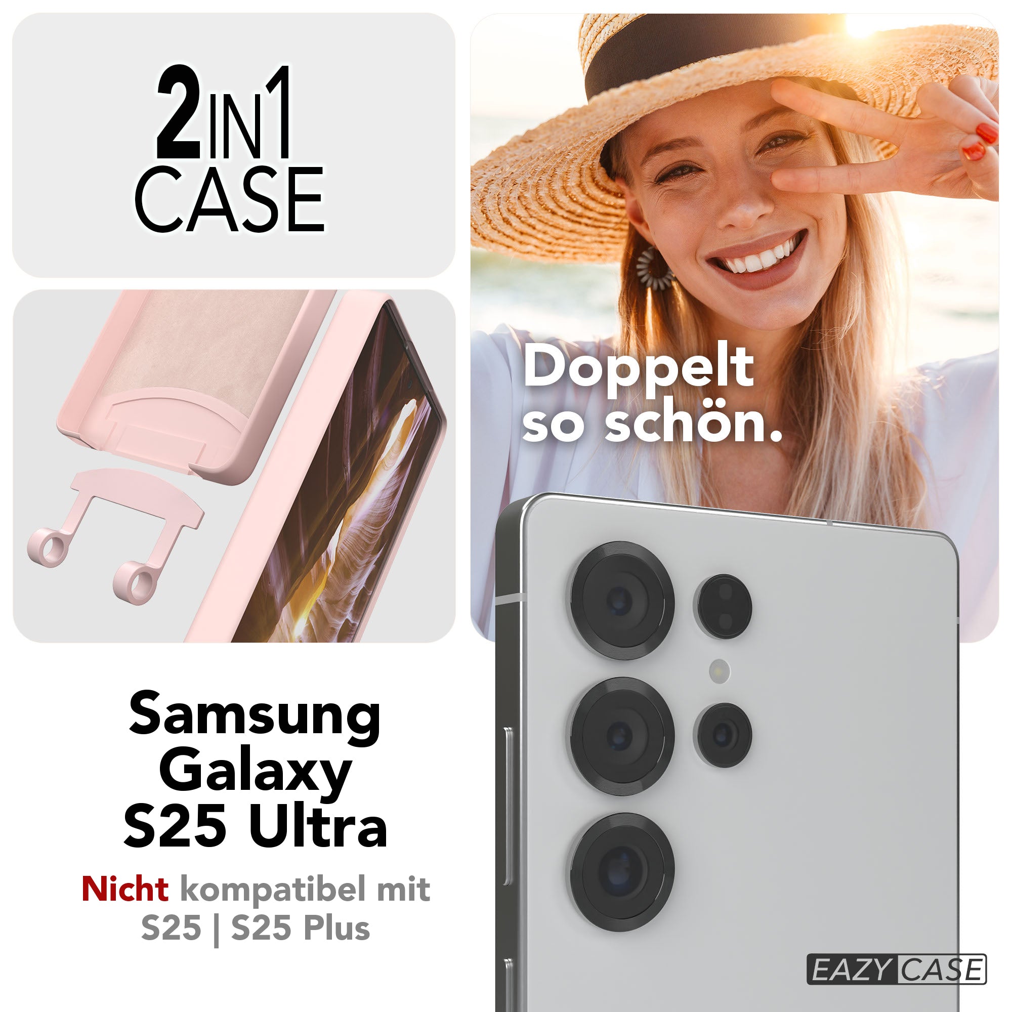 Galaxy S25 Ultra 2in1 Hülle + Kordel mit Karabinern