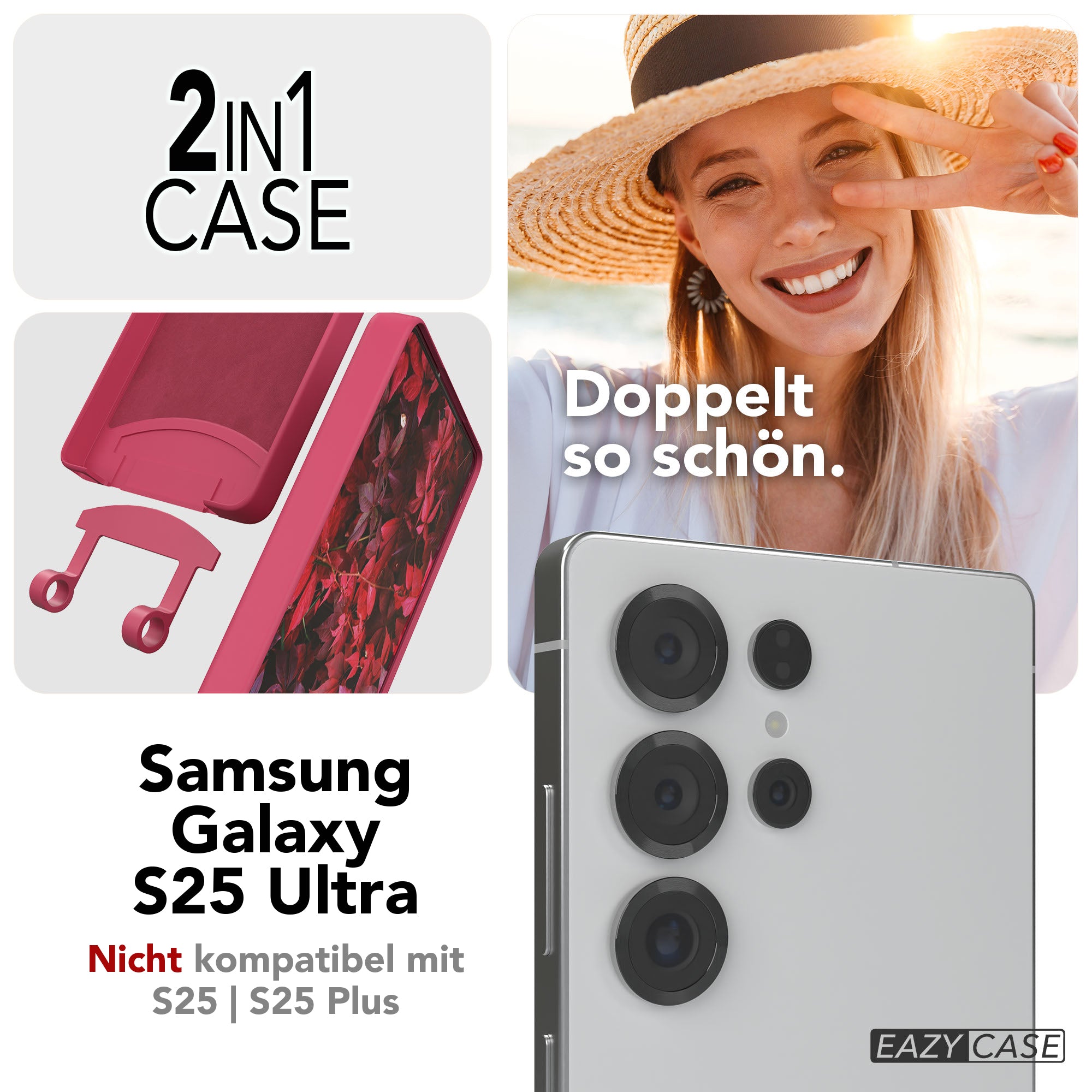 Galaxy S25 Ultra 2in1 Hülle + Kordel mit Karabinern