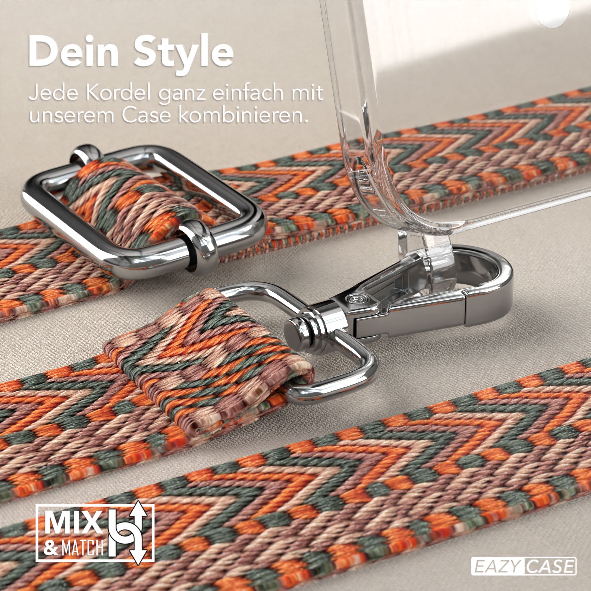 iPhone 15 MagSafe Handykette mit Boho Band verstellbar 