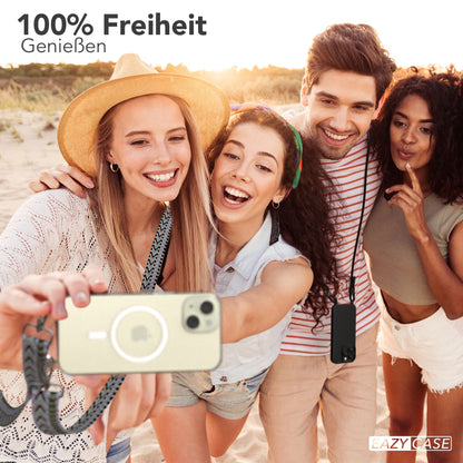 iPhone 15 MagSafe Handykette mit Boho Band verstellbar 