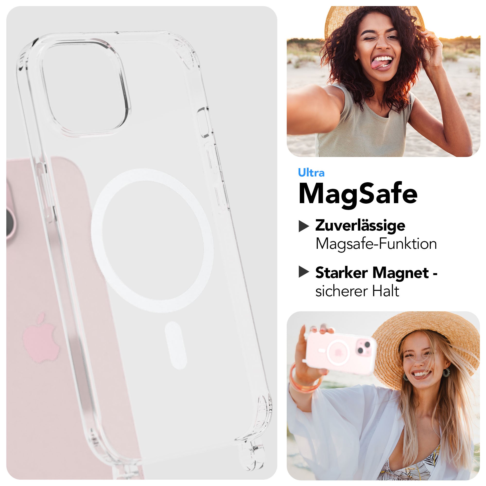 iPhone 15 MagSafe Handykette mit Boho Band verstellbar 