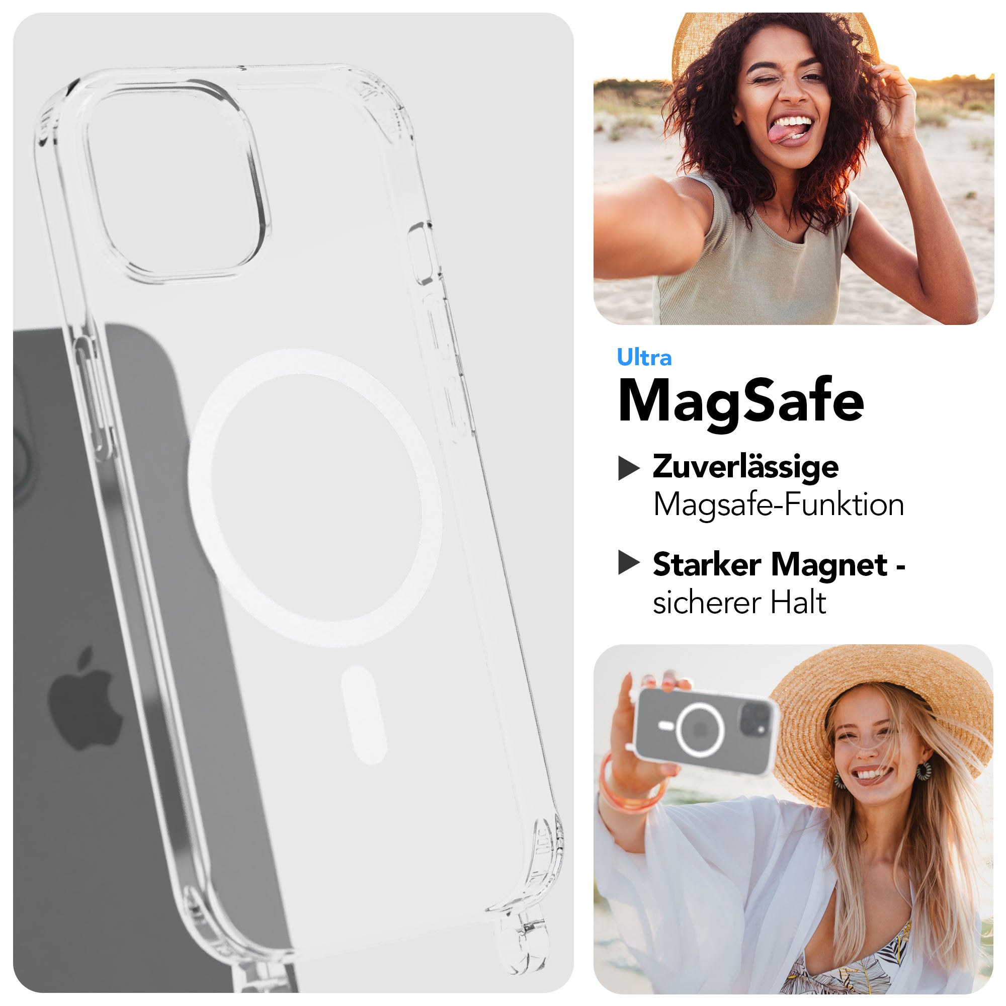 iPhone 15 MagSafe Handykette mit Boho Band verstellbar 