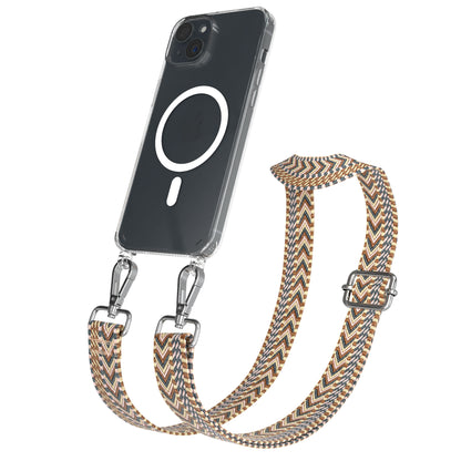 iPhone 15 Plus MagSafe Handykette mit verstellbarem Boho Band Set 