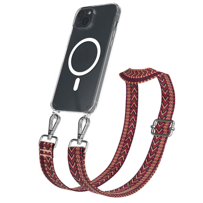 iPhone 15 Plus MagSafe Handykette mit verstellbarem Boho Band Set 