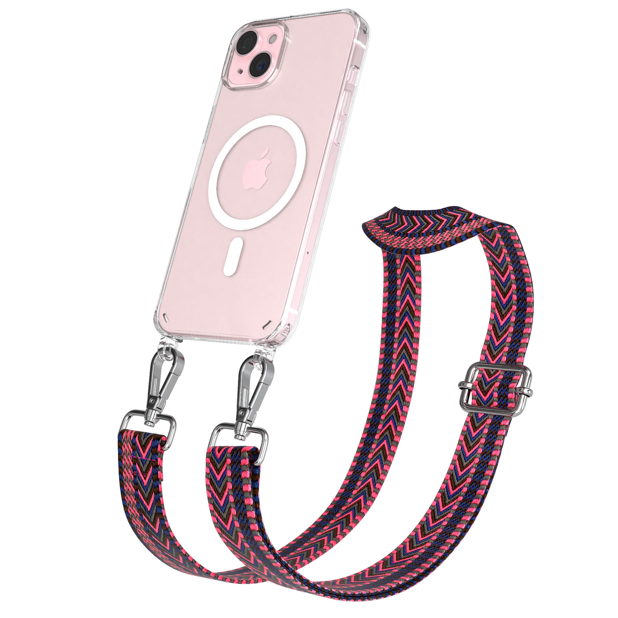 iPhone 15 Plus MagSafe Handykette mit verstellbarem Boho Band Set 