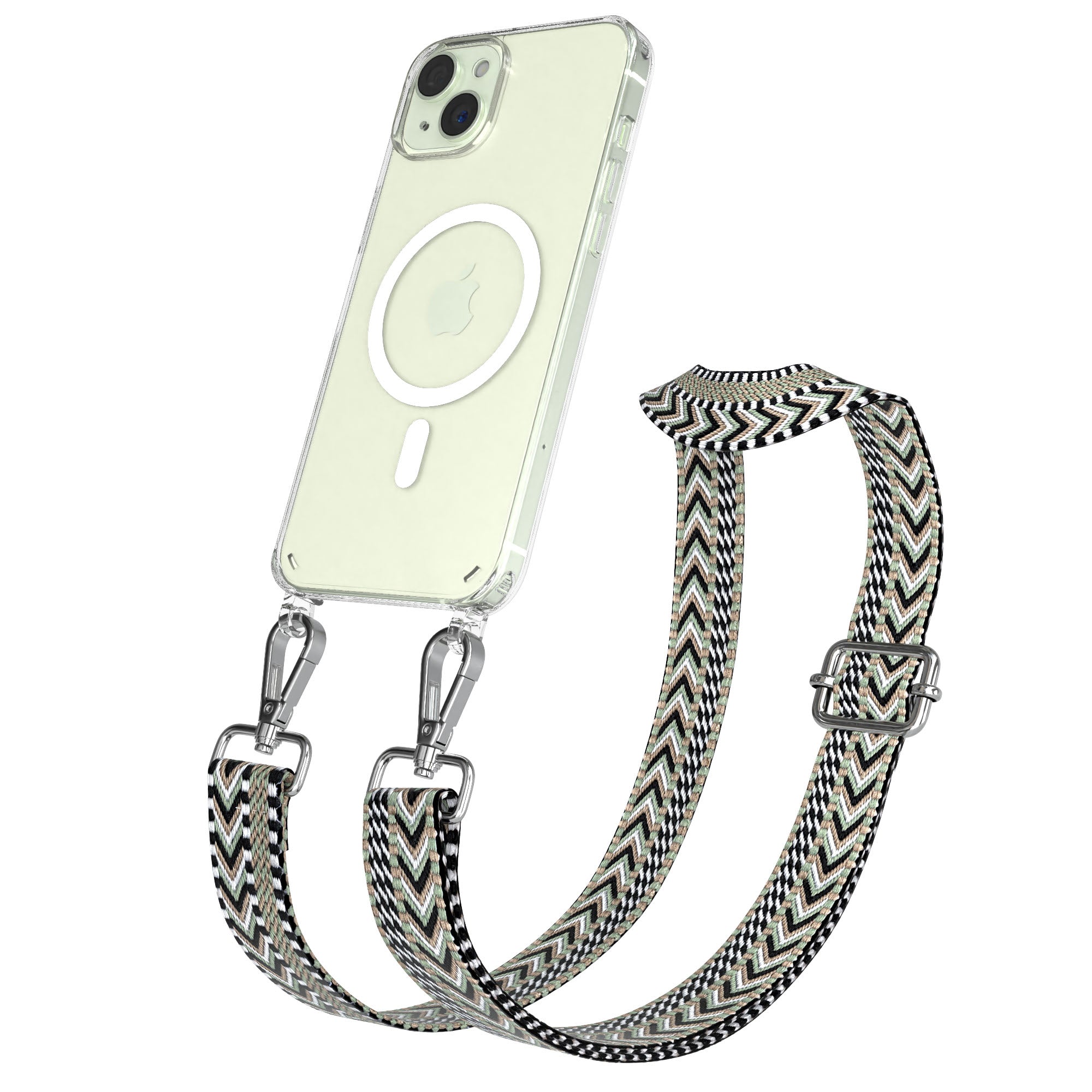 iPhone 15 Plus MagSafe Handykette mit verstellbarem Boho Band Set 