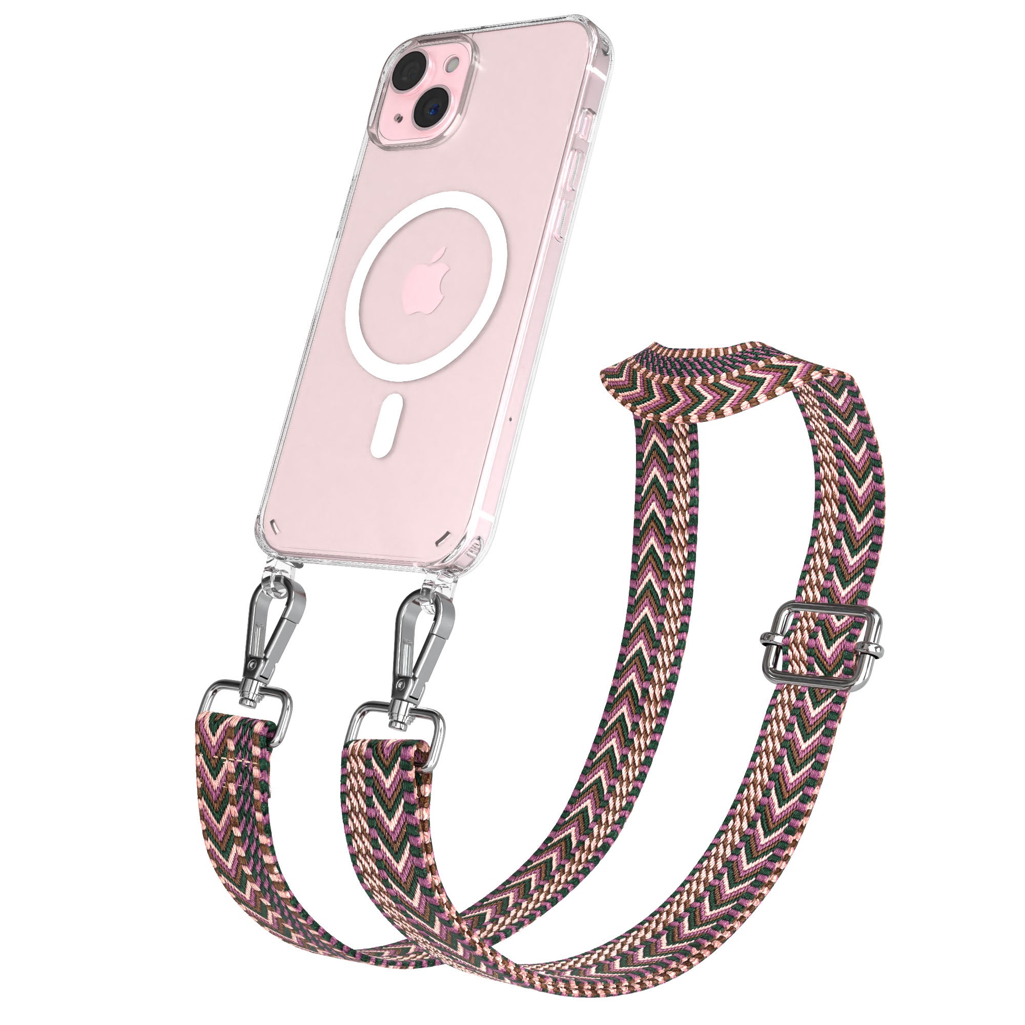 iPhone 15 Plus MagSafe Handykette mit verstellbarem Boho Band Set 