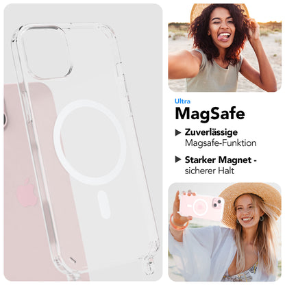 iPhone 15 Plus MagSafe Handykette mit verstellbarem Boho Band Set 
