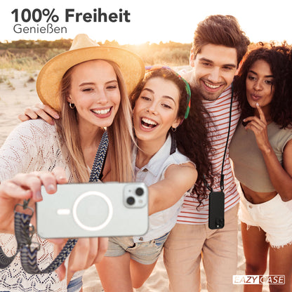 iPhone 15 Plus MagSafe Handykette mit verstellbarem Boho Band Set 