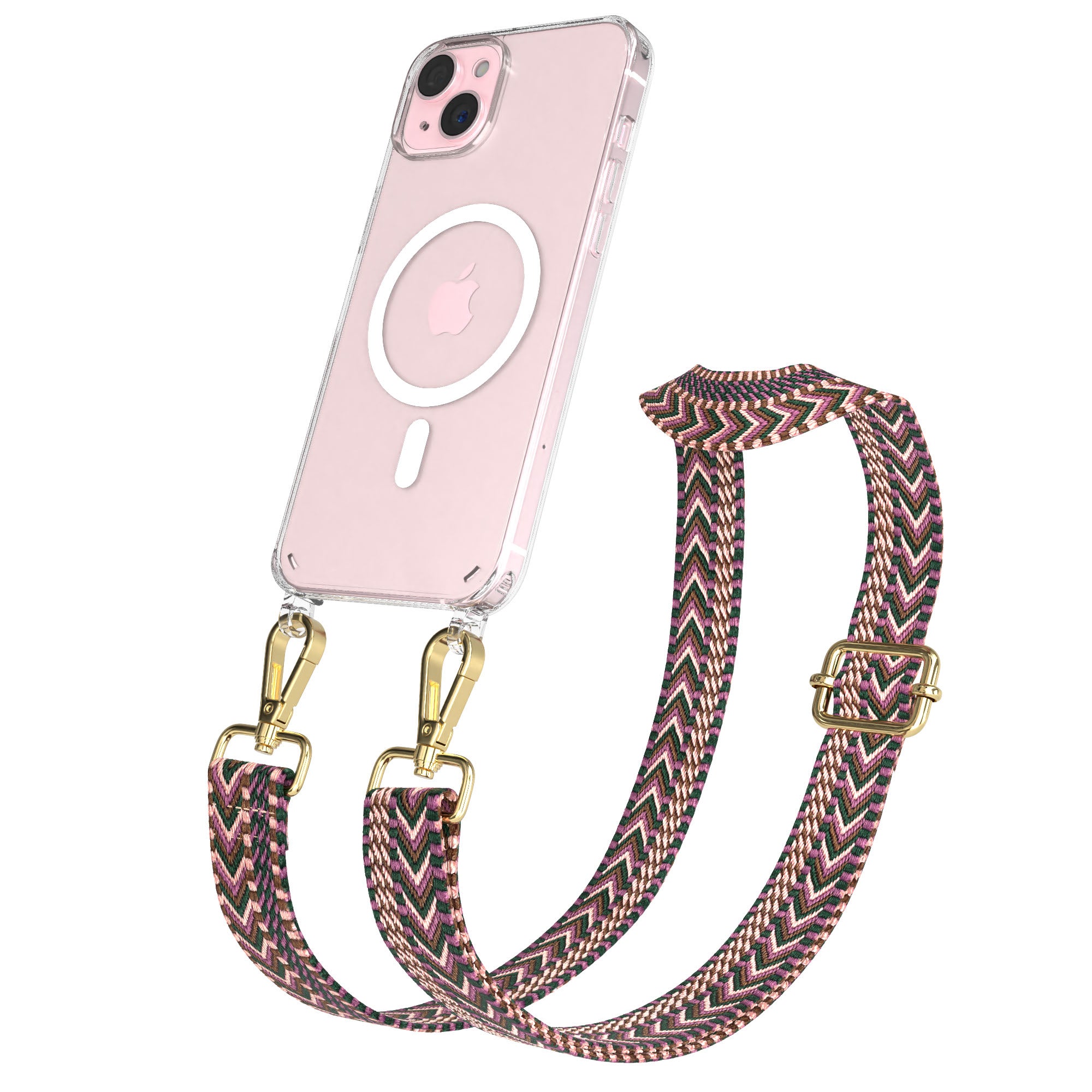 iPhone 15 Plus MagSafe Handykette mit verstellbarem Boho Band Set 