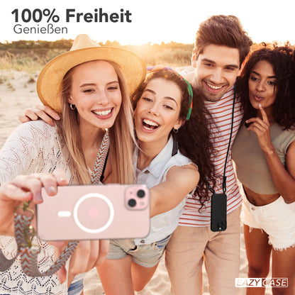 iPhone 15 Plus MagSafe Handykette mit verstellbarem Boho Band Set 