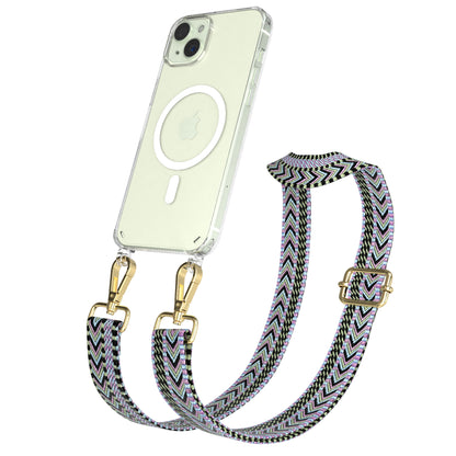 iPhone 15 Plus MagSafe Handykette mit verstellbarem Boho Band Set 