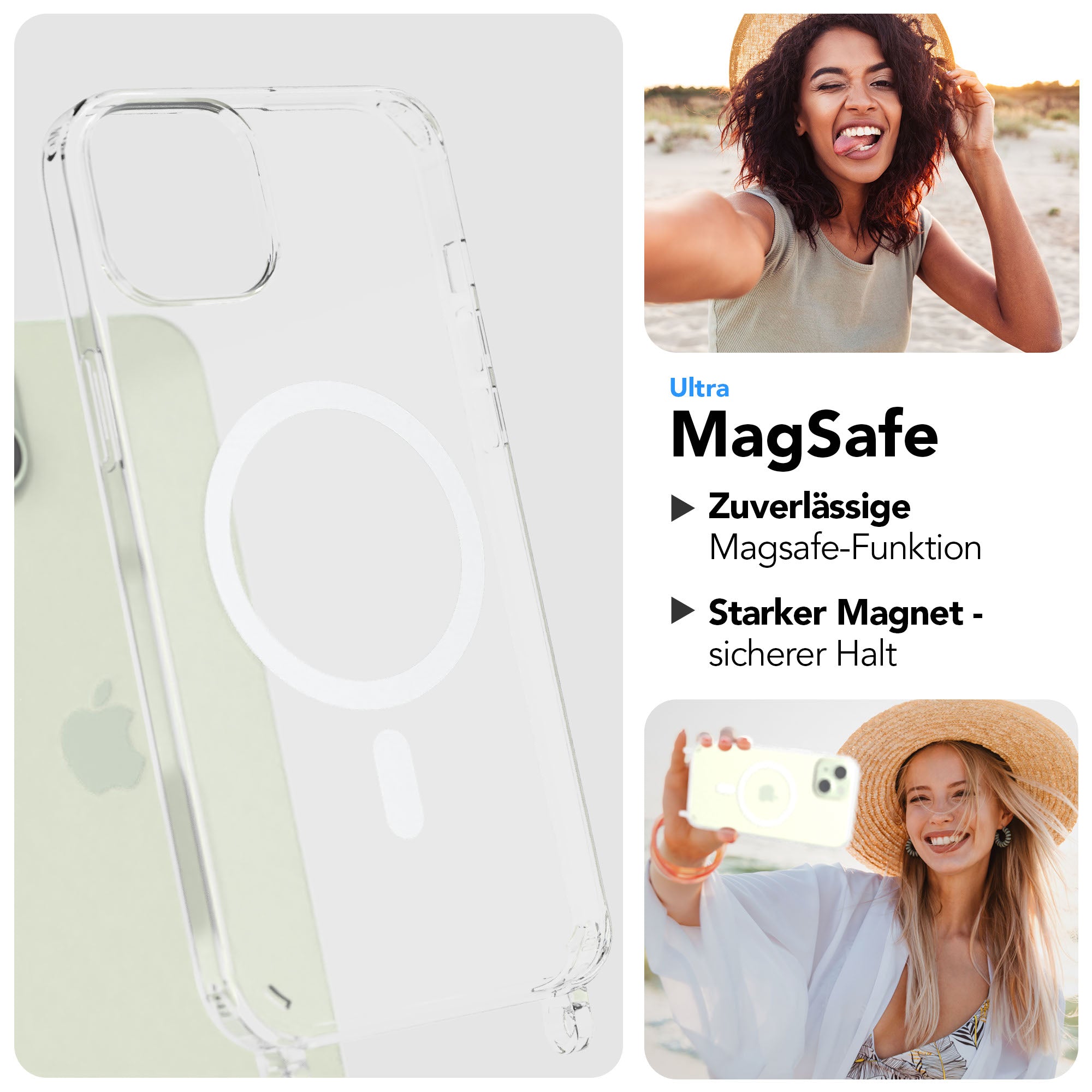 iPhone 15 Plus MagSafe Handykette mit verstellbarem Boho Band Set 