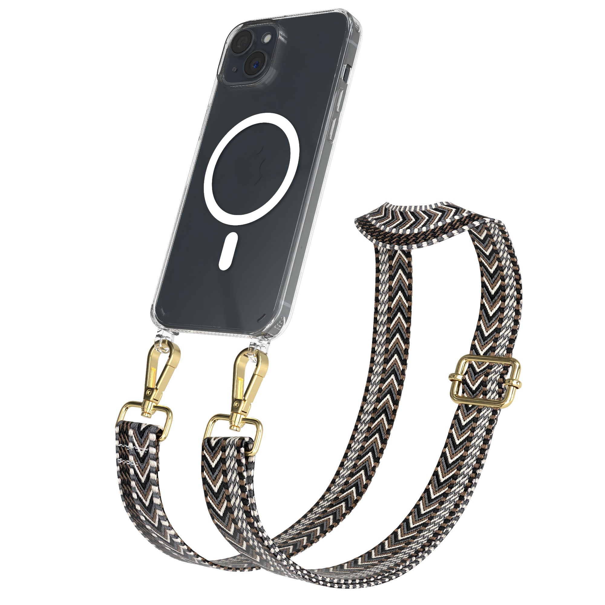 iPhone 15 Plus MagSafe Handykette mit verstellbarem Boho Band Set 