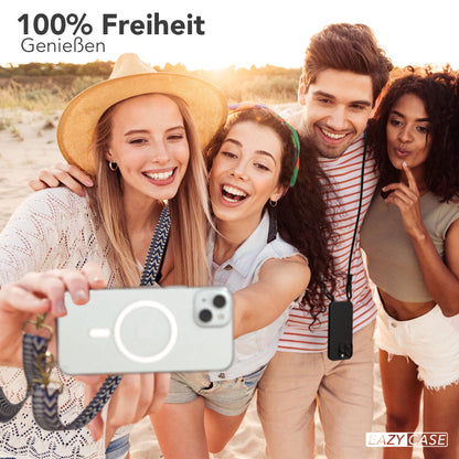 iPhone 15 Plus MagSafe Handykette mit verstellbarem Boho Band Set 