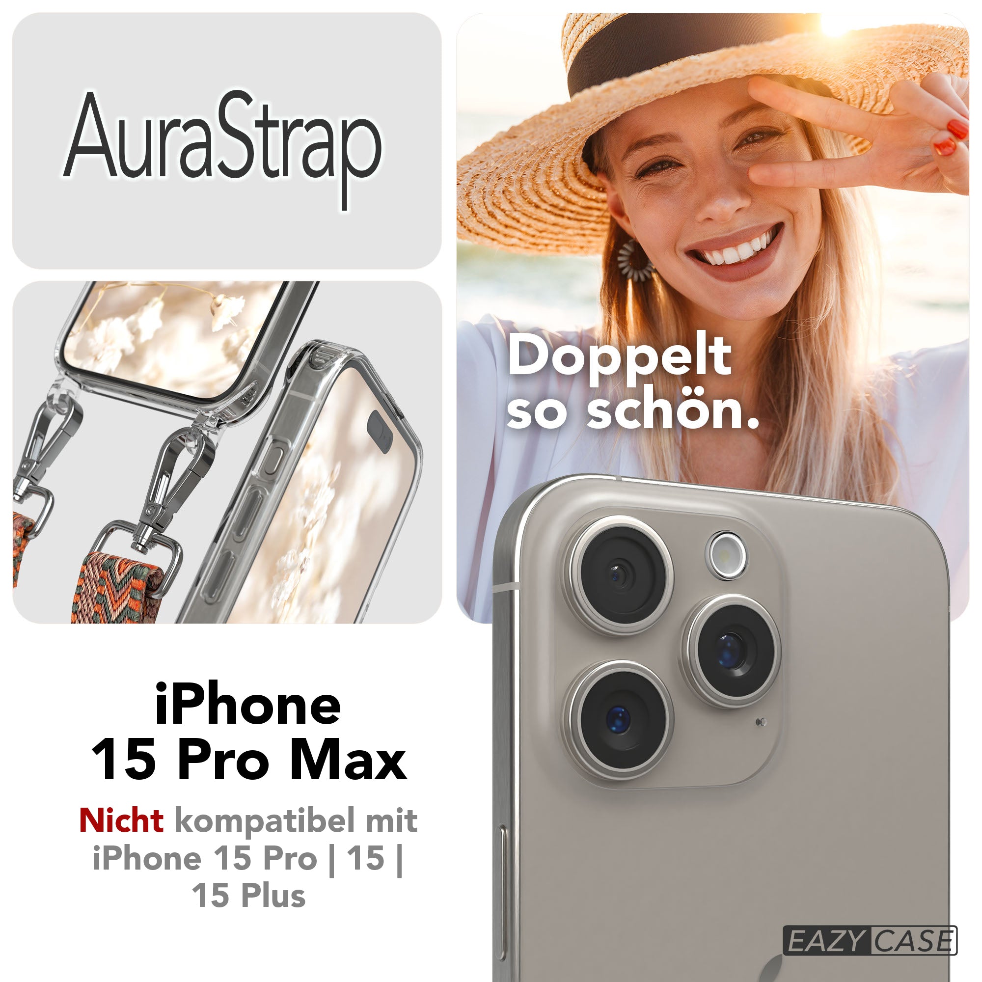 iPhone 15 Pro Max Handykette MagSafe mit Boho Band verstellbar 
