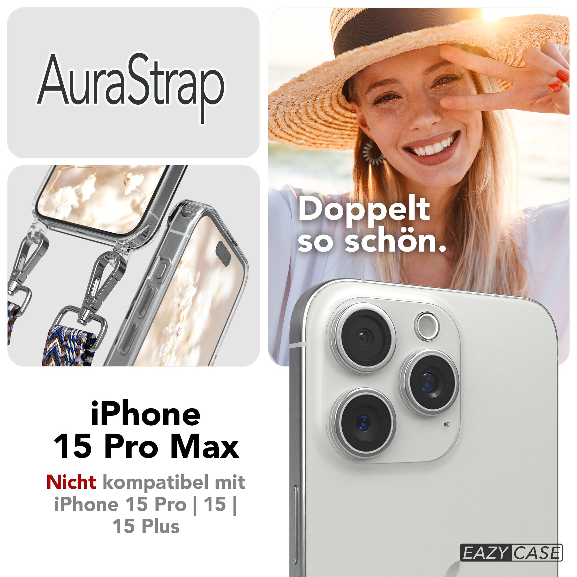 iPhone 15 Pro Max Handykette MagSafe mit Boho Band verstellbar 