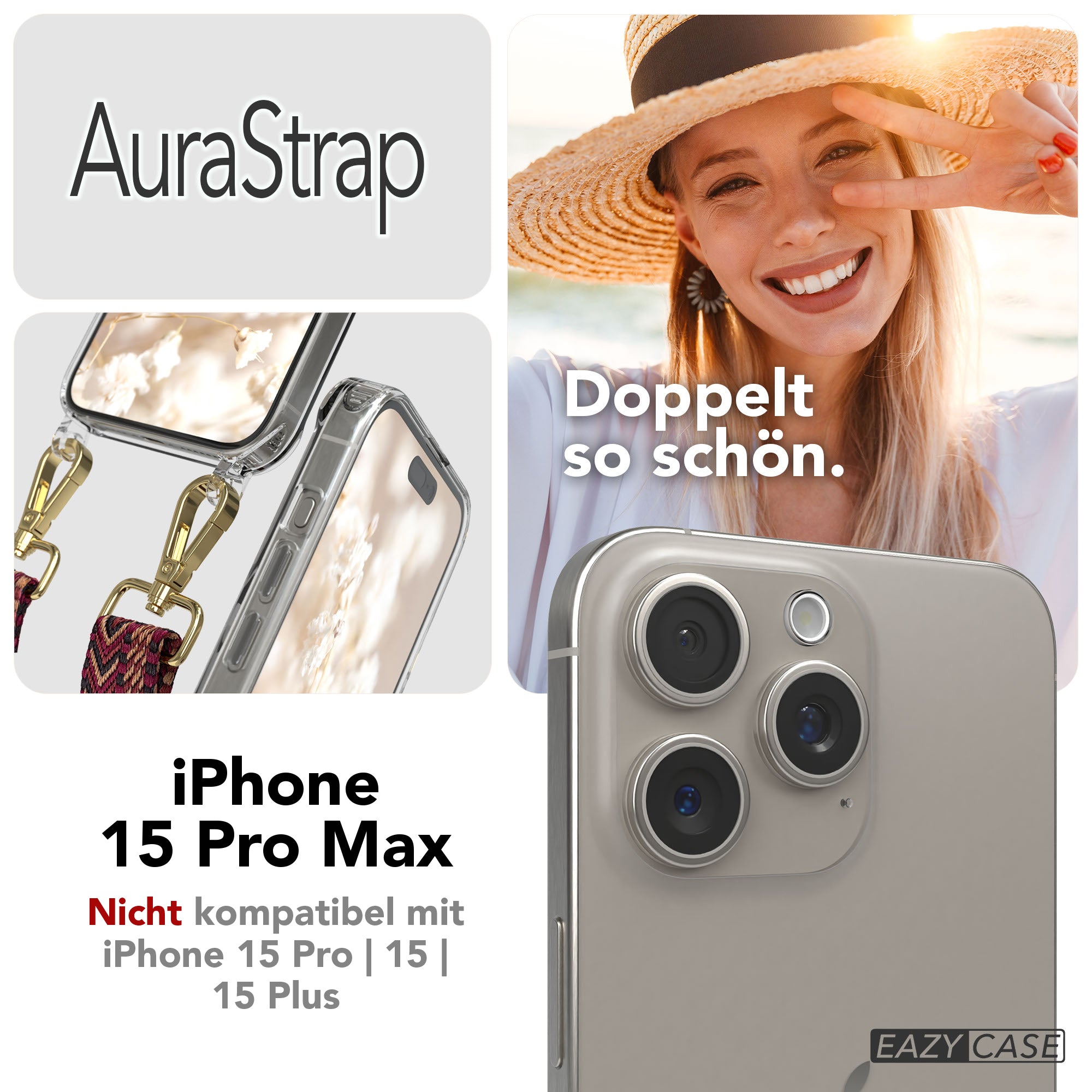 iPhone 15 Pro Max Handykette MagSafe mit Boho Band verstellbar 