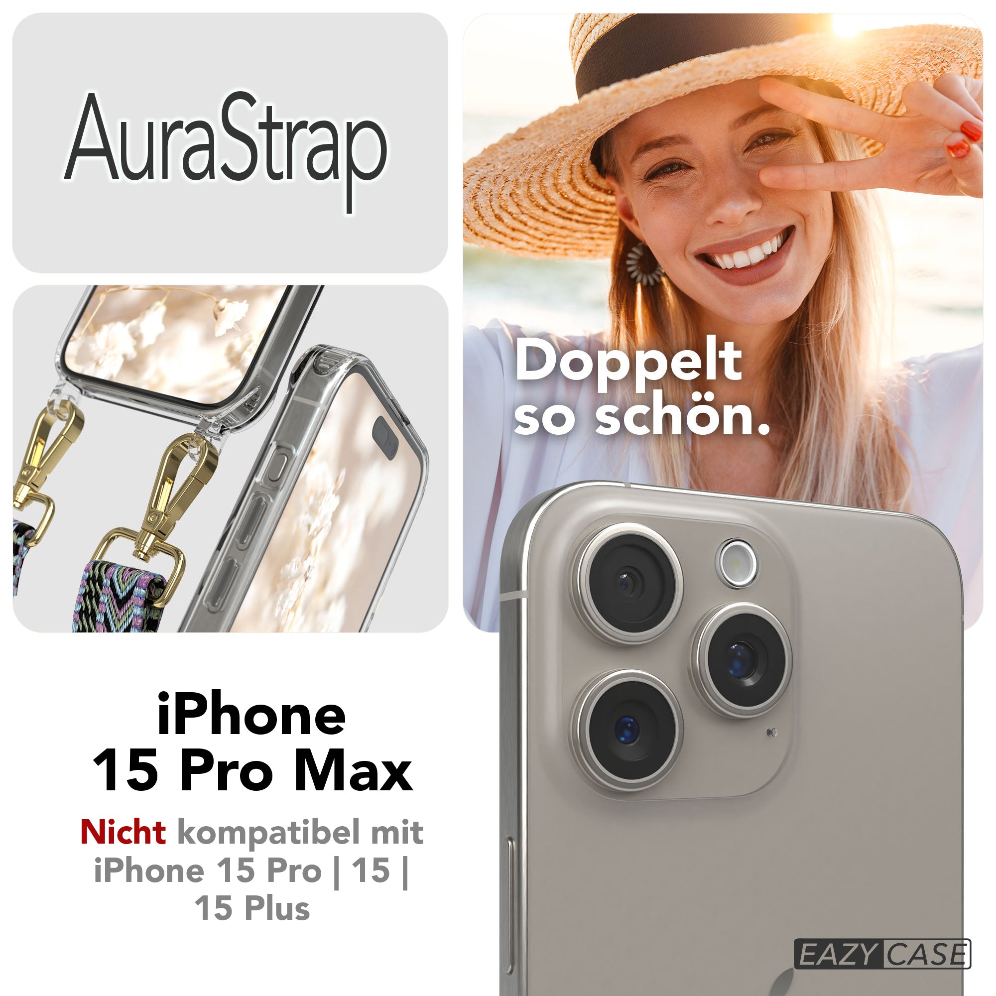 iPhone 15 Pro Max Handykette MagSafe mit Boho Band verstellbar 
