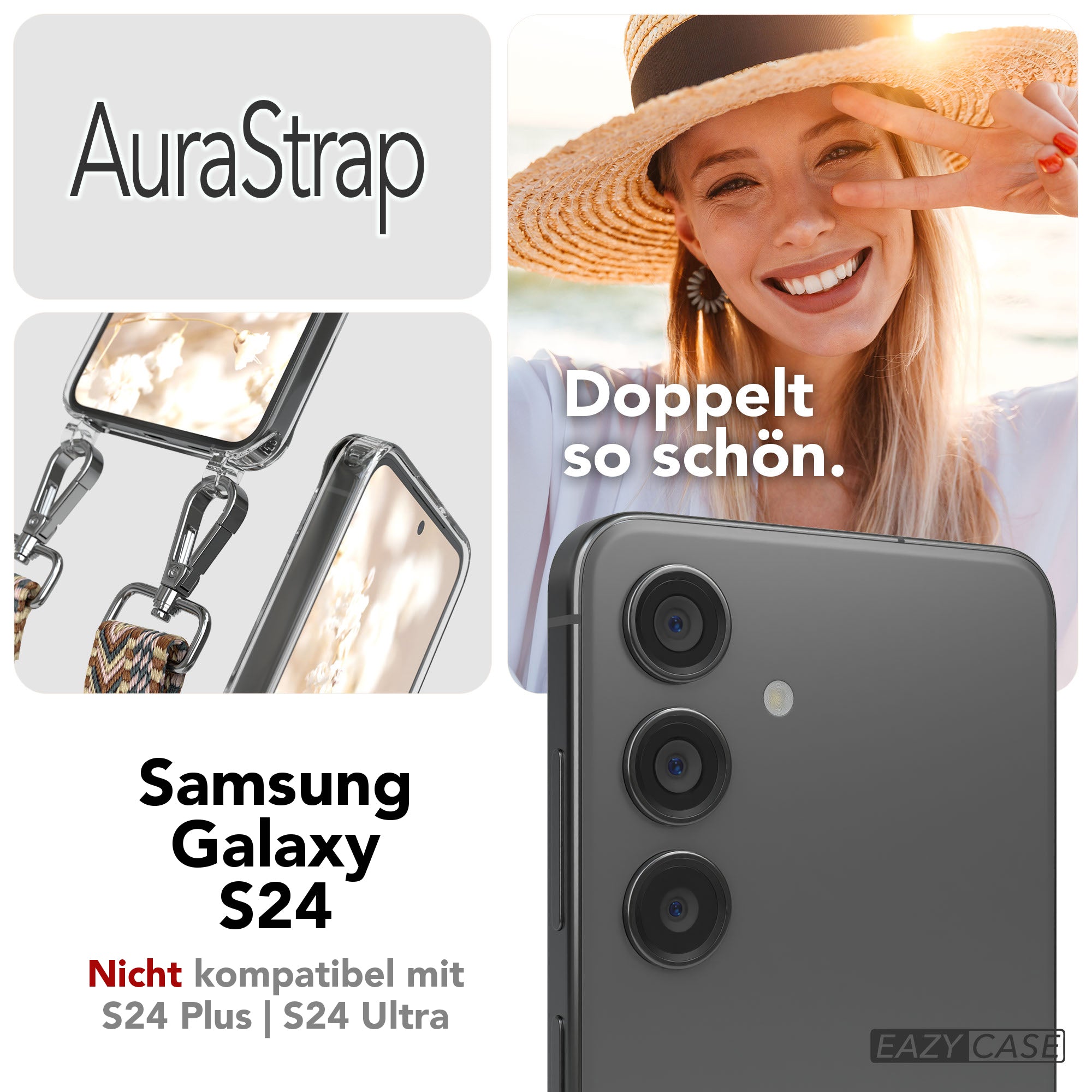 Samsung Galaxy S24 Handykette MagSafe mit verstellbarem Boho Band Set 