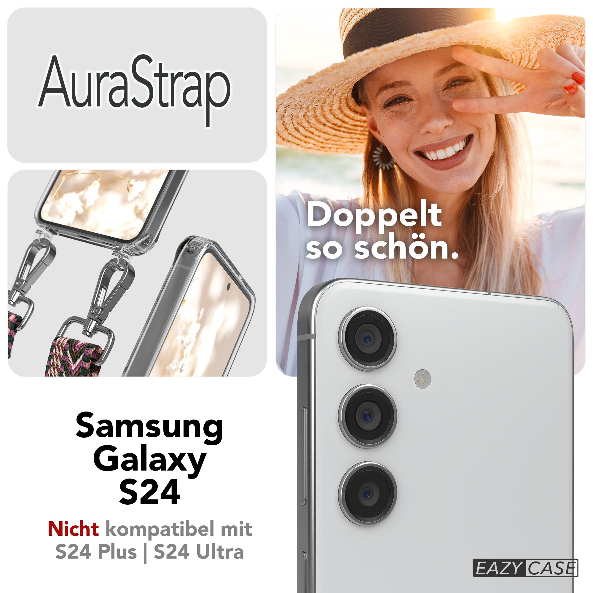 Samsung Galaxy S24 Handykette MagSafe mit verstellbarem Boho Band Set 