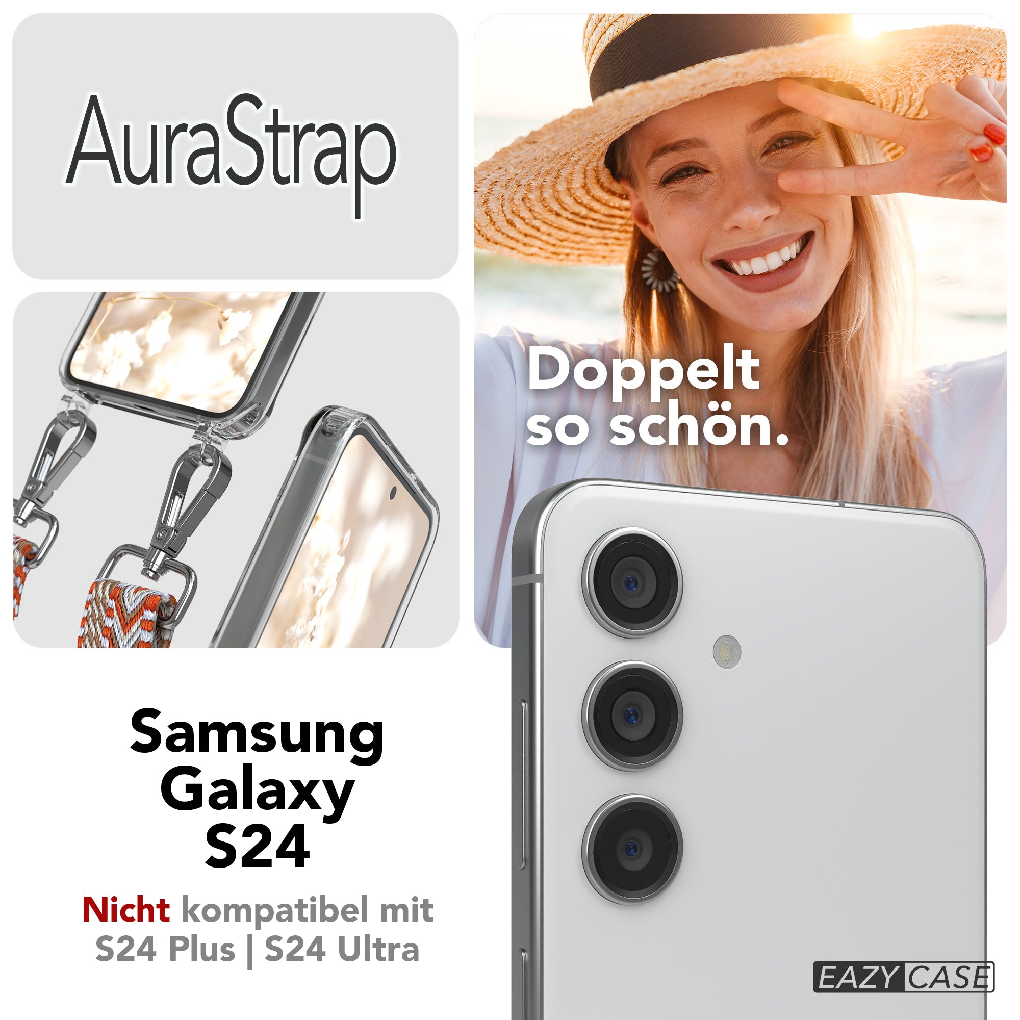 Samsung Galaxy S24 Handykette MagSafe mit verstellbarem Boho Band Set 