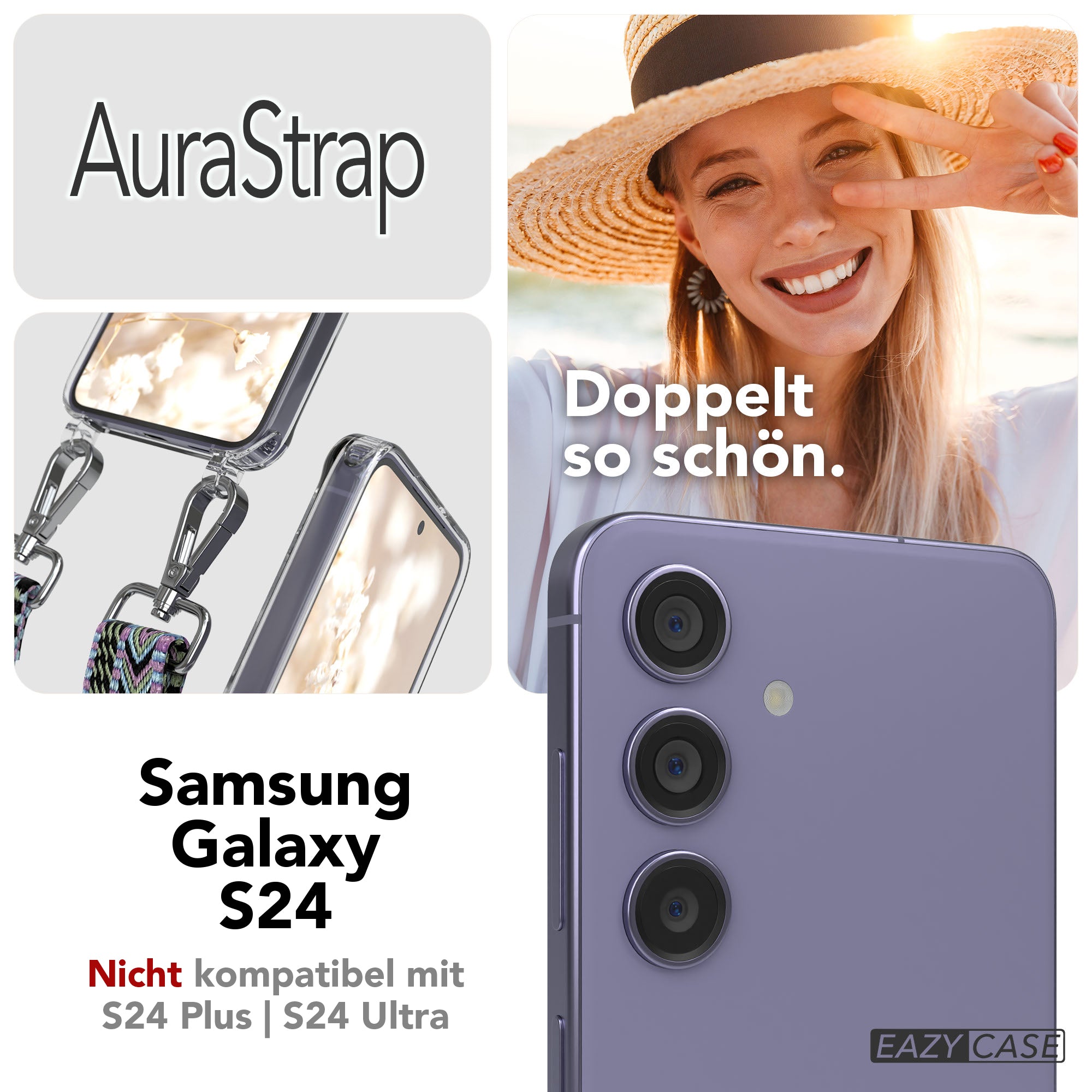 Samsung Galaxy S24 Handykette MagSafe mit verstellbarem Boho Band Set 