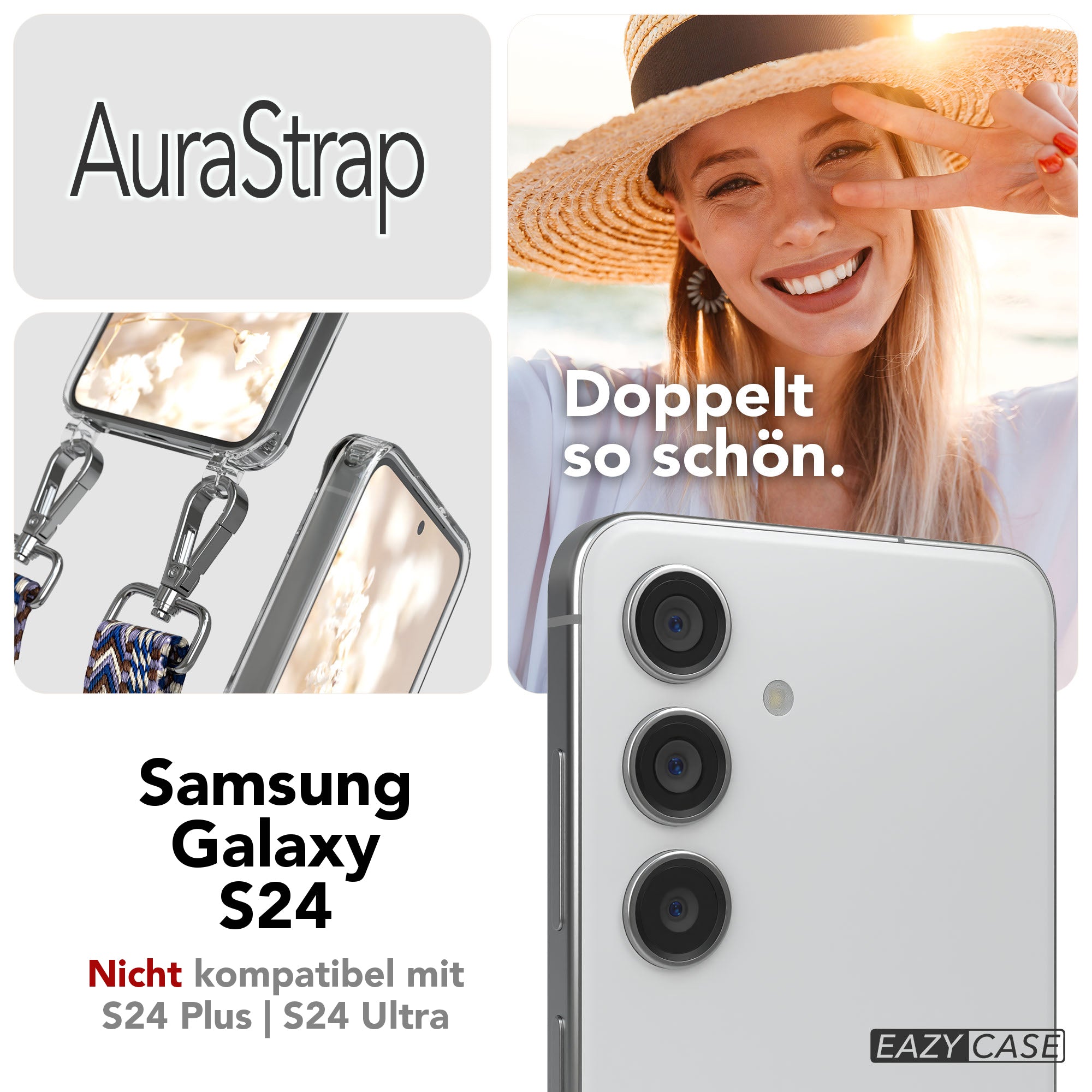 Samsung Galaxy S24 Handykette MagSafe mit verstellbarem Boho Band Set 