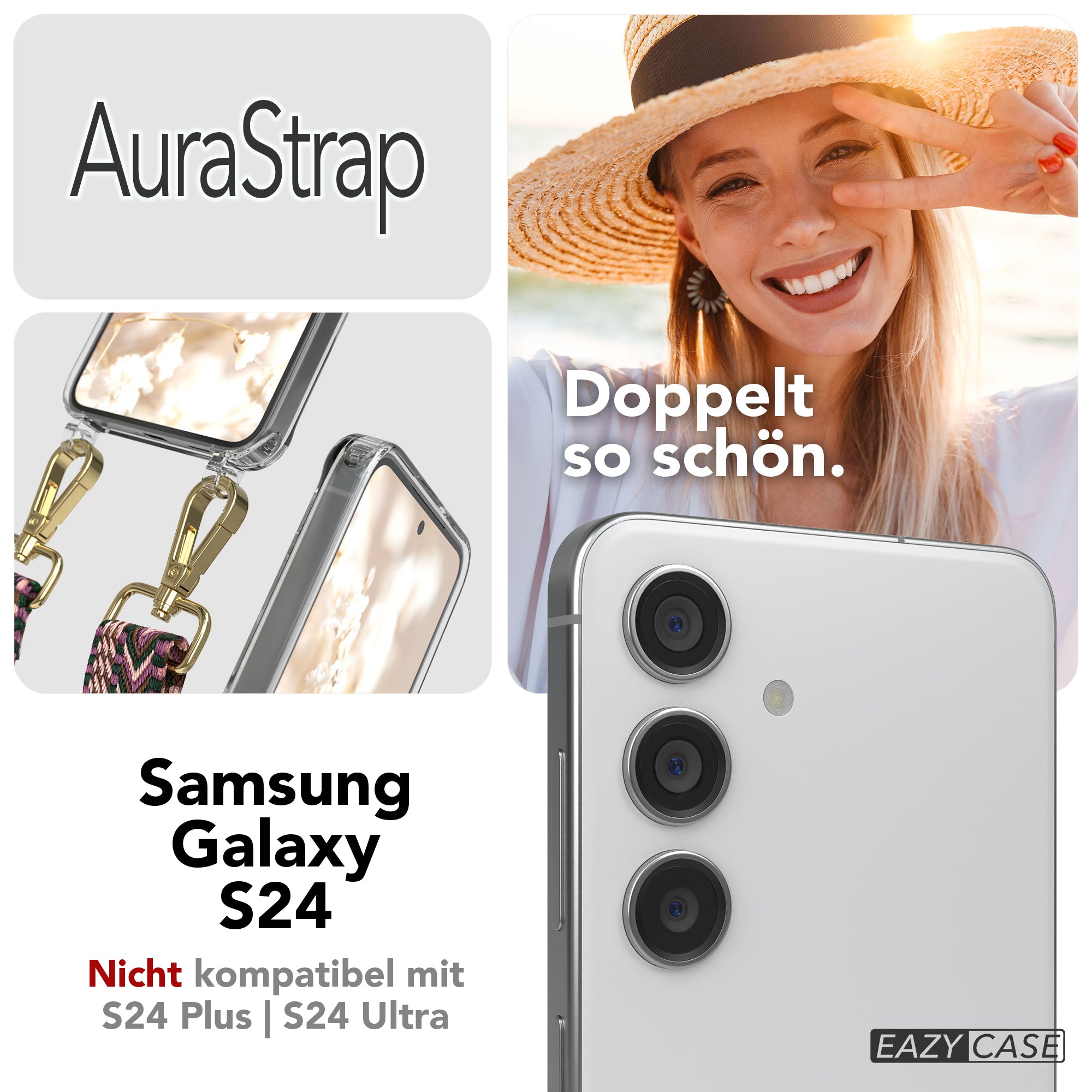 Samsung Galaxy S24 Handykette MagSafe mit verstellbarem Boho Band Set 