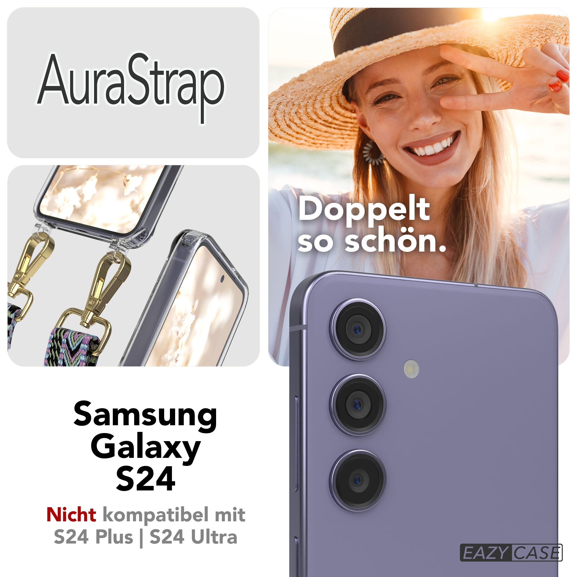 Samsung Galaxy S24 Handykette MagSafe mit verstellbarem Boho Band Set 