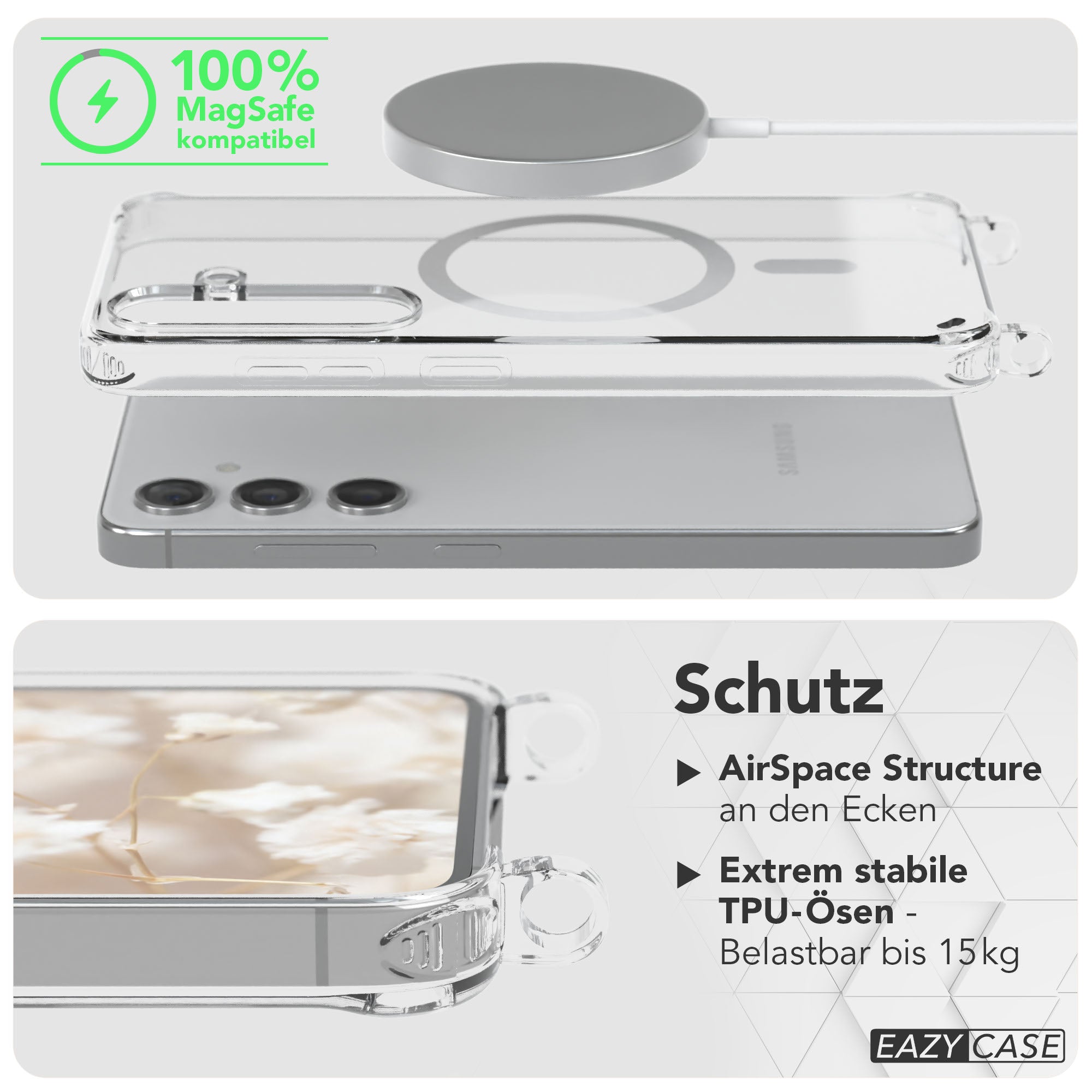 Samsung Galaxy S24 Handykette MagSafe mit verstellbarem Boho Band Set 